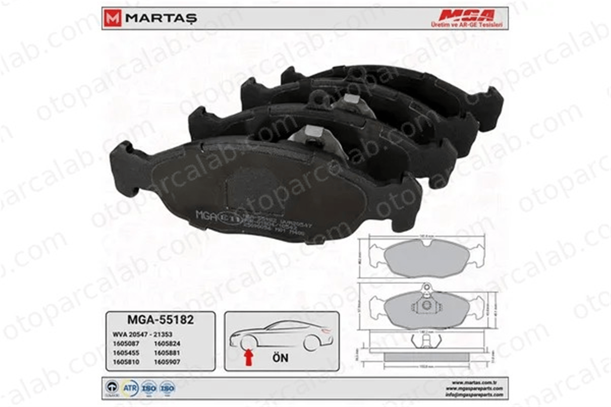 MGA 55182 Fren Disk Balata Ön OPEL ASTRA F Station wagon VECTRA A 1605881 EC11046948372