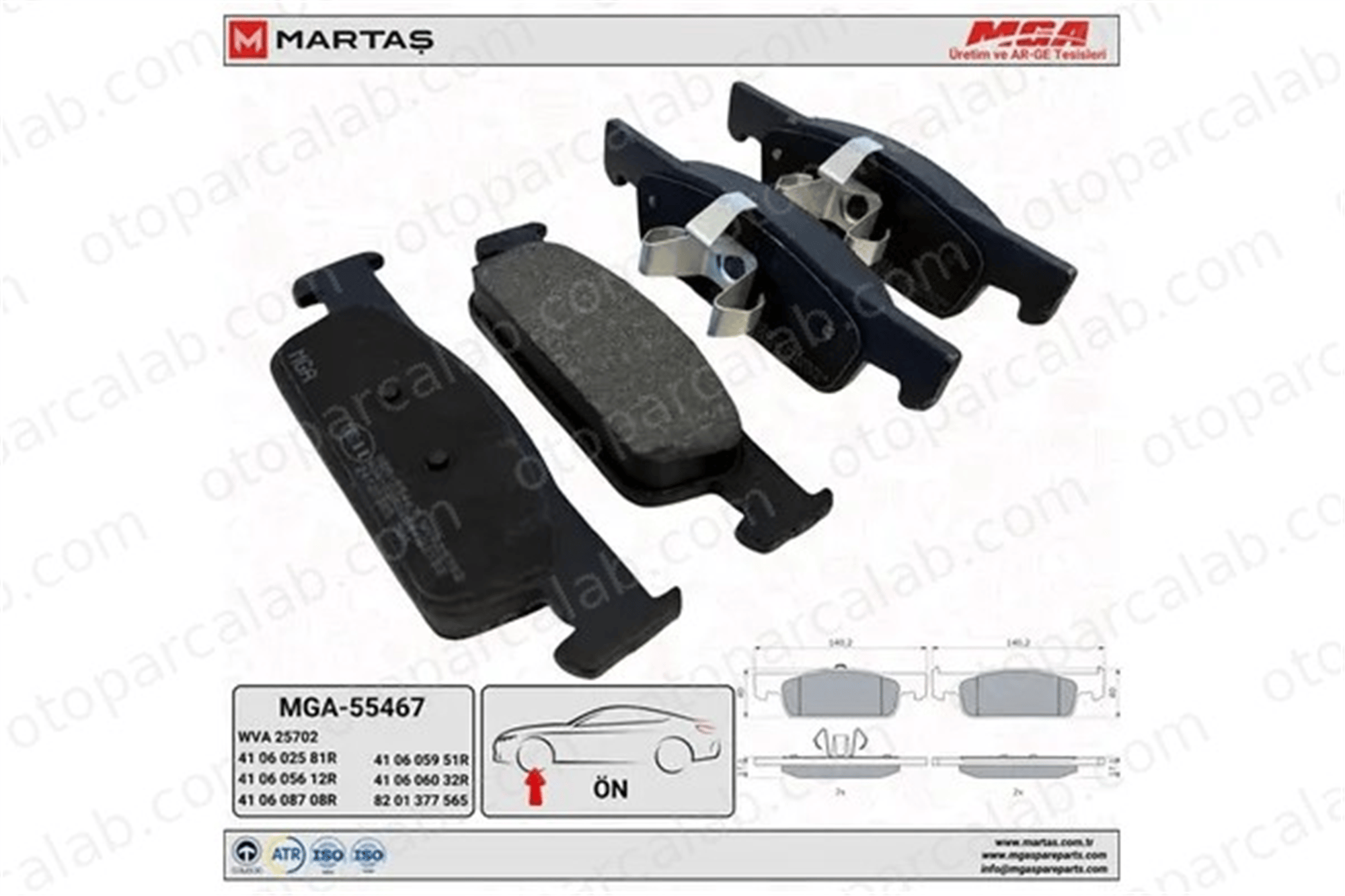 MGA 55467 Fren Disk Balata Ön RENAULT CLIO IV TWINGO III 410602581R 410605612R