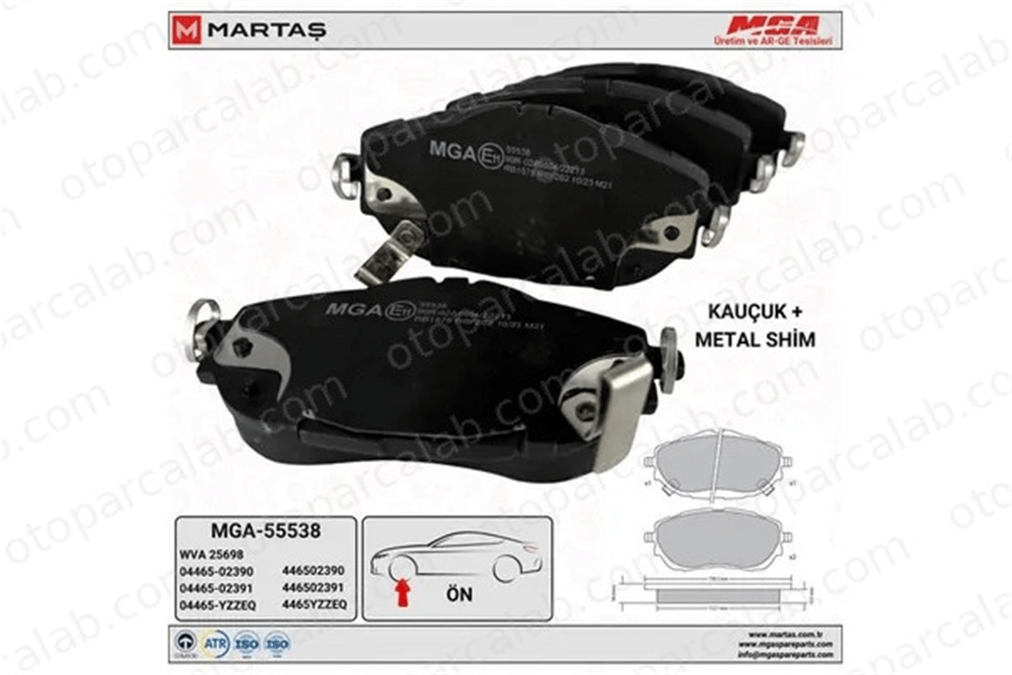 MGA 55538 Fren Disk Balata Ön TOYOTA AURIS AURIS Station wagon 446502390 446502391
