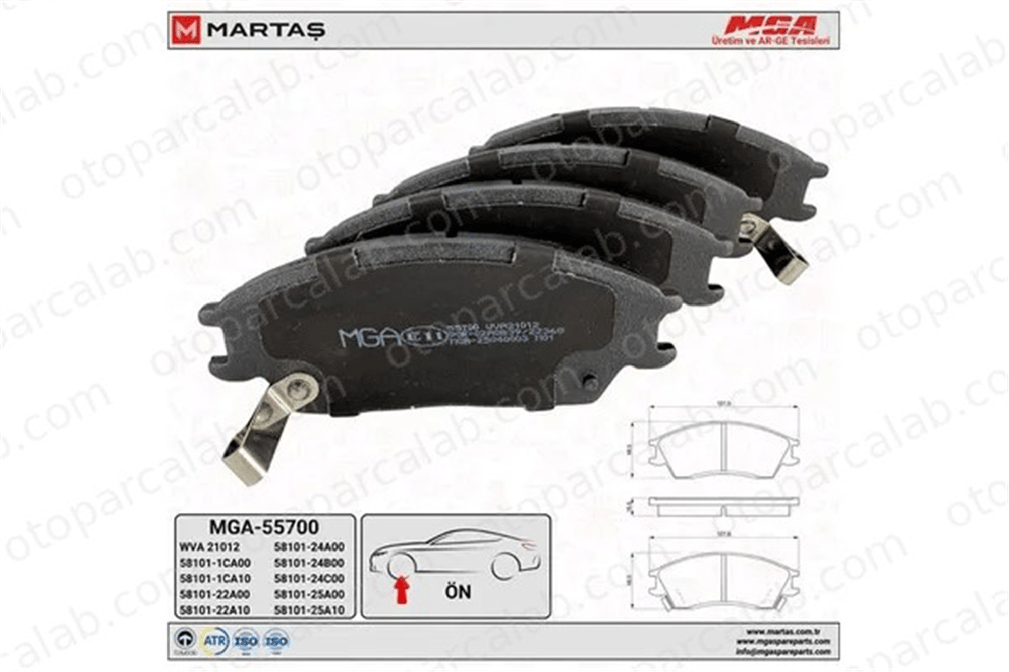 MGA 55700 Fren Disk Balata Ön HYUNDAI GETZ ACCENT II 5810124B00 581011CA00