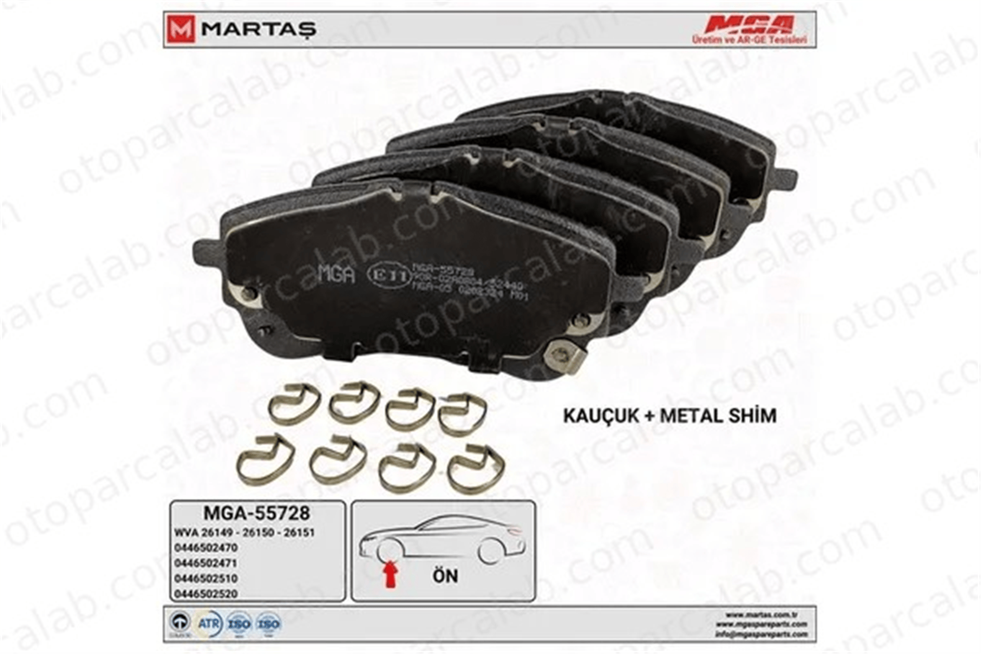 MGA 55728 Fren Disk Balata Ön TOYOTA COROLLA Sedan COROLLA CROSS 446502470 T044650247