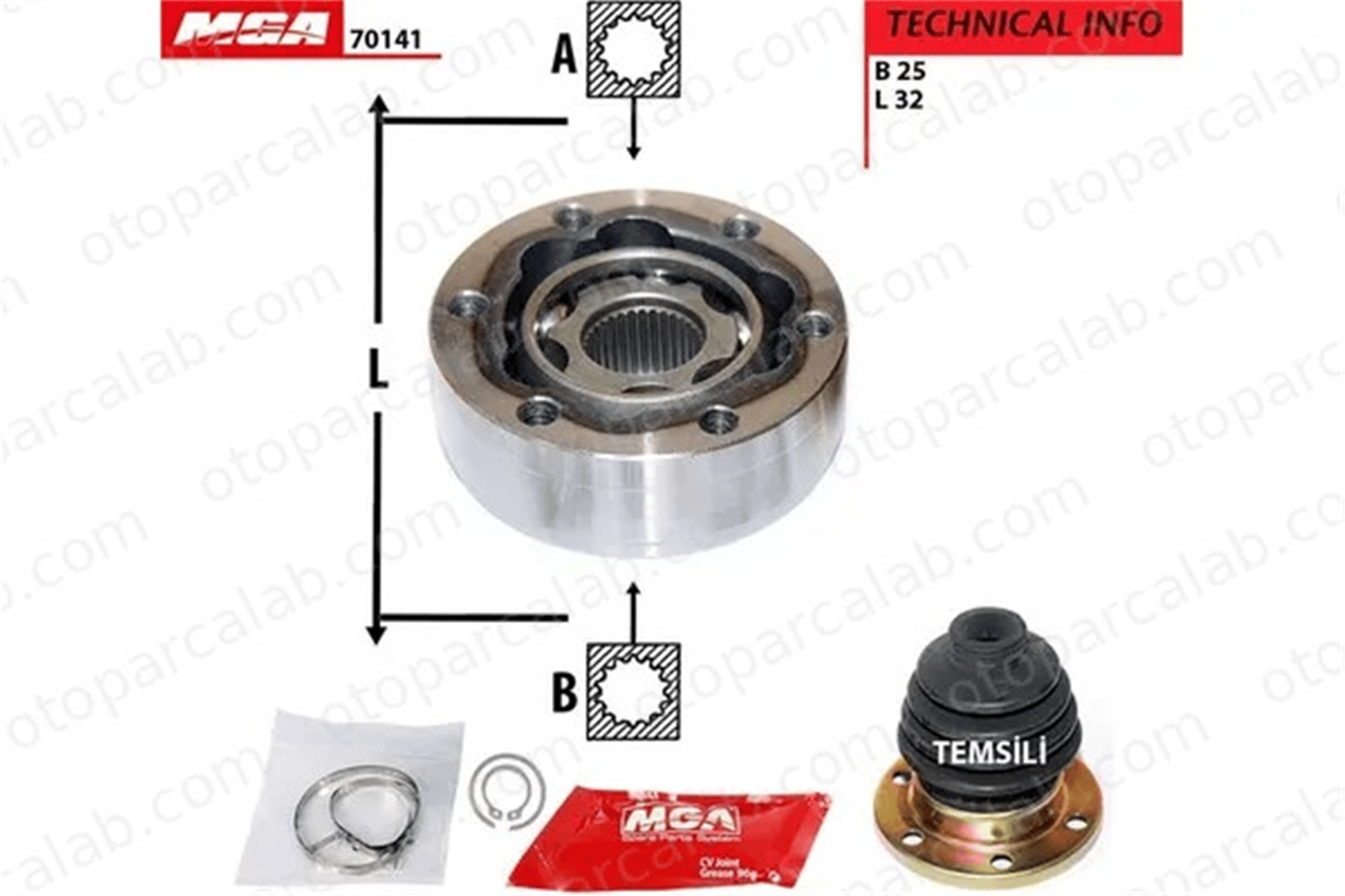 MGA 70141 Aks Kafası Ön İç Sağ veya Sol ALFA ROMEO 155 FIAT TIPO 4315132 60812691