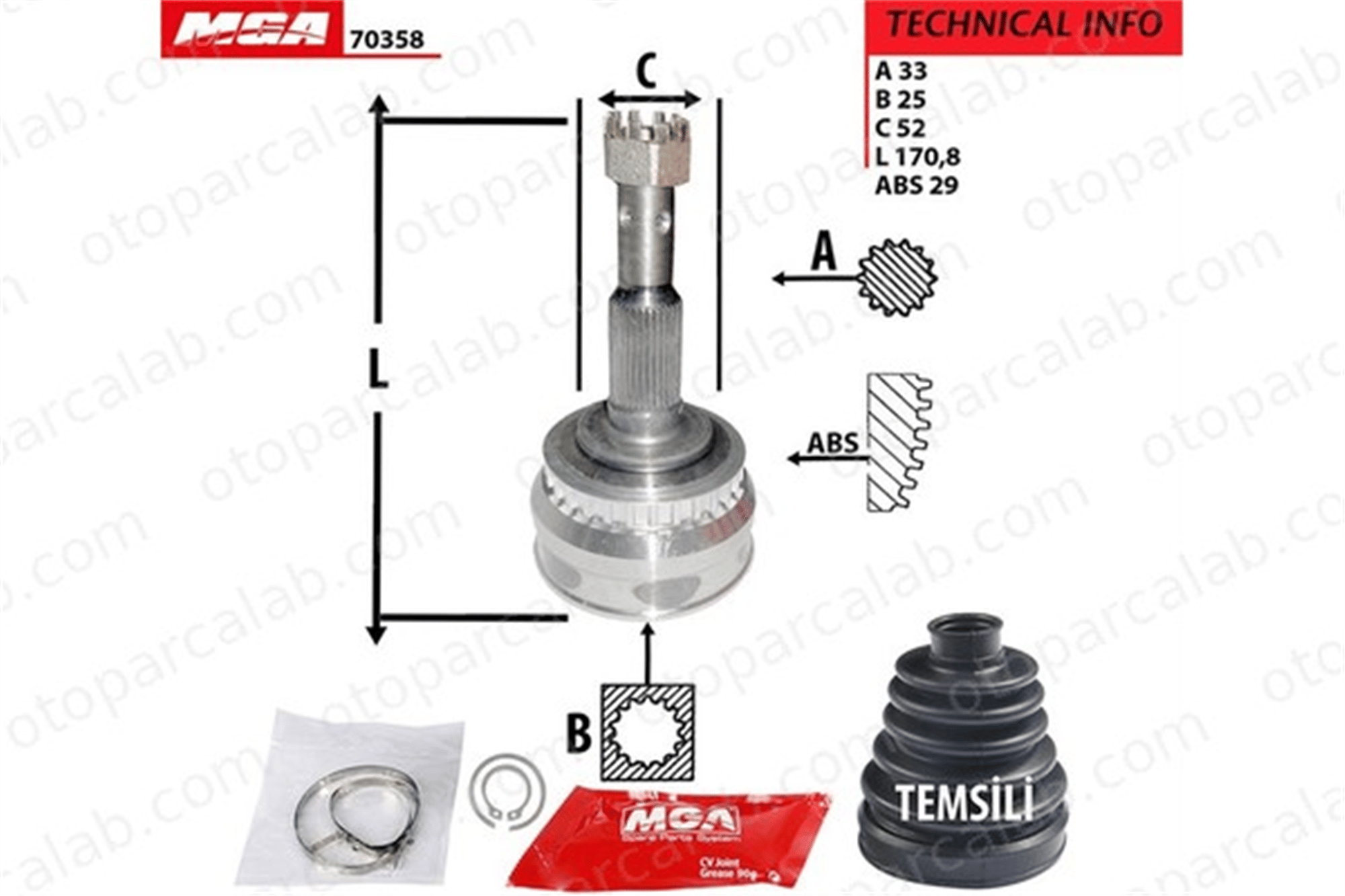 MGA 70358 Aks Kafası Ön Dış Sağ veya Sol OPEL VECTRA A KADETT E Hatchback 374176 90334948