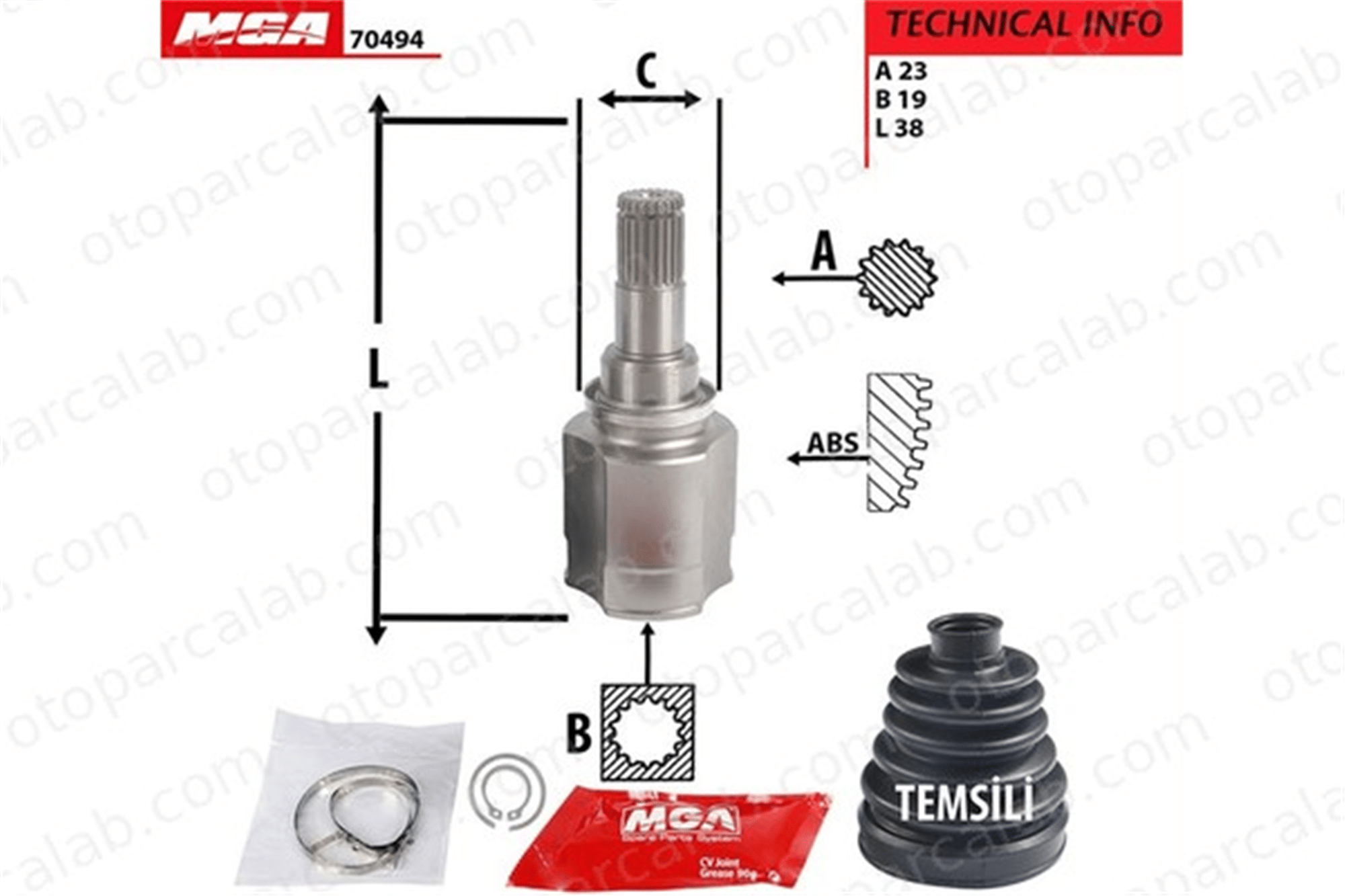 MGA 70494 Aks Kafası Ön İç Sağ veya Sol TOYOTA YARIS VERSO 4340316020