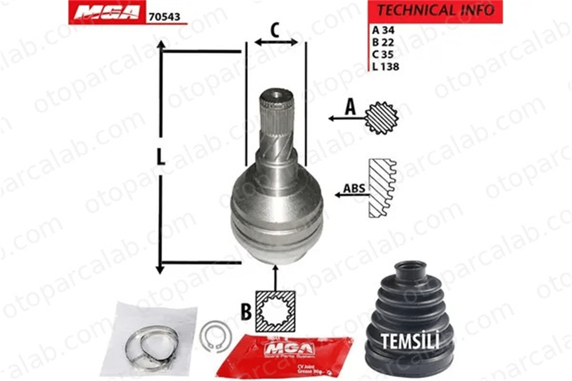 MGA 70543 Aks Kafası Ön İç Sağ veya Sol DAEWOO NEXIA NEXIA Sedan 96489845 26010773