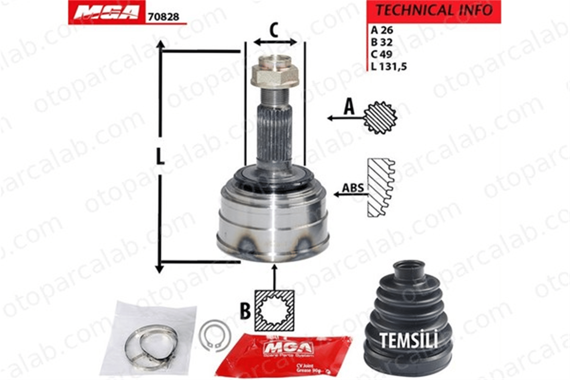 MGA 70828 Aks Kafası Ön Dış Sağ veya Sol HONDA CONCERTO CONCERTO Sedan 44010SH9000 44306SD2900