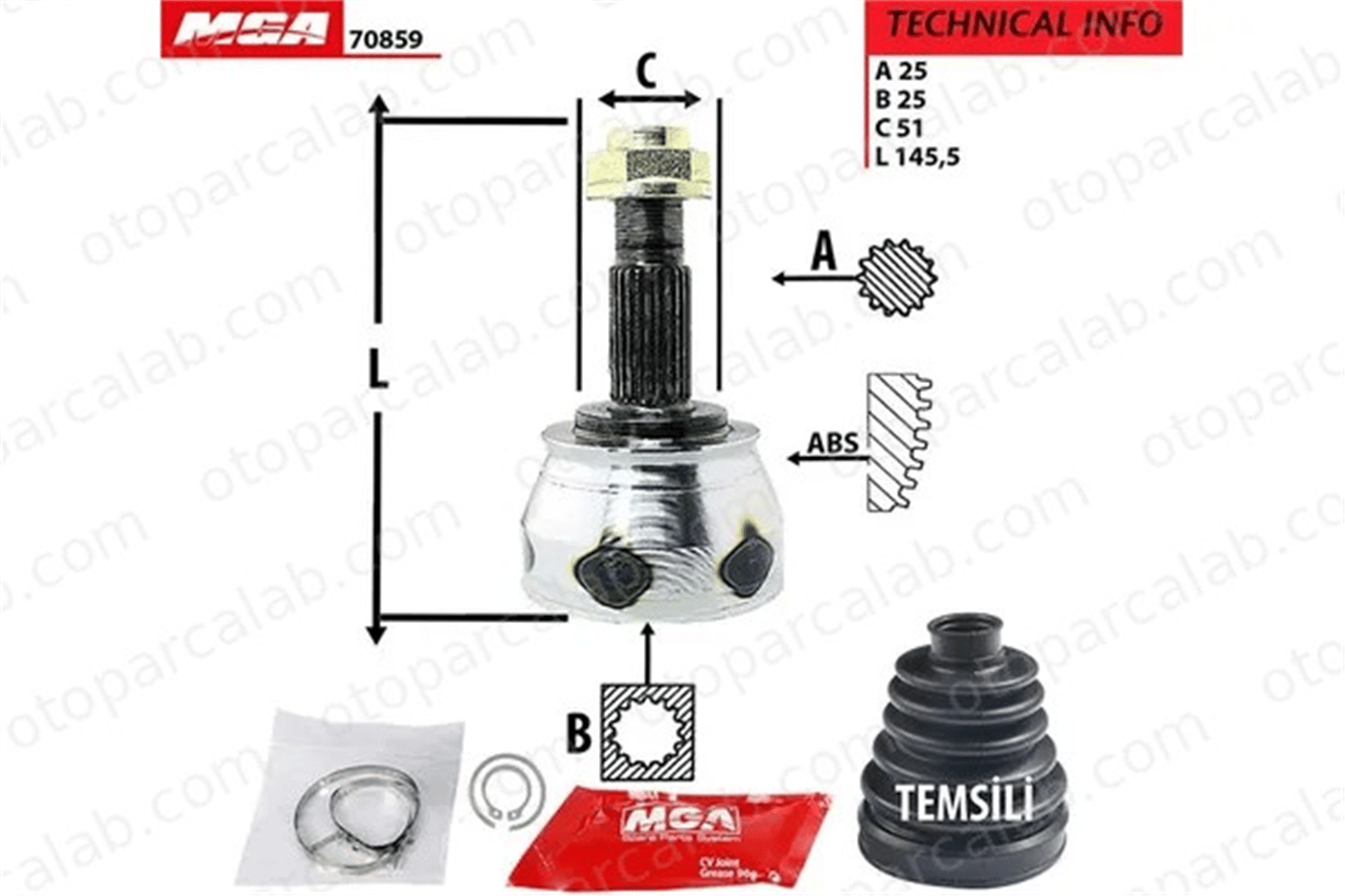 MGA 70859 Aks Kafası Ön Dış Sağ veya Sol ALFA ROMEO MITO FIAT BRAVO II 46308629 46308463