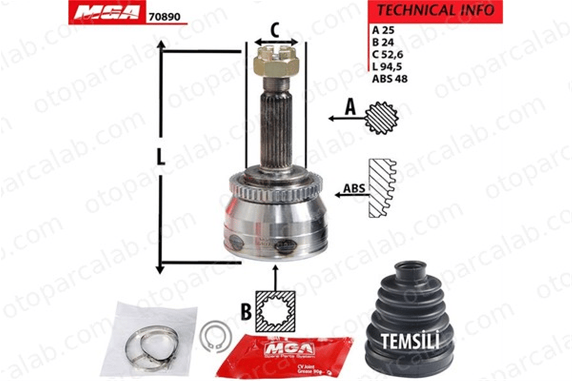 MGA 70890 Aks Kafası Ön Dış Sağ veya Sol HYUNDAI i20 I 495001J400 495261J401