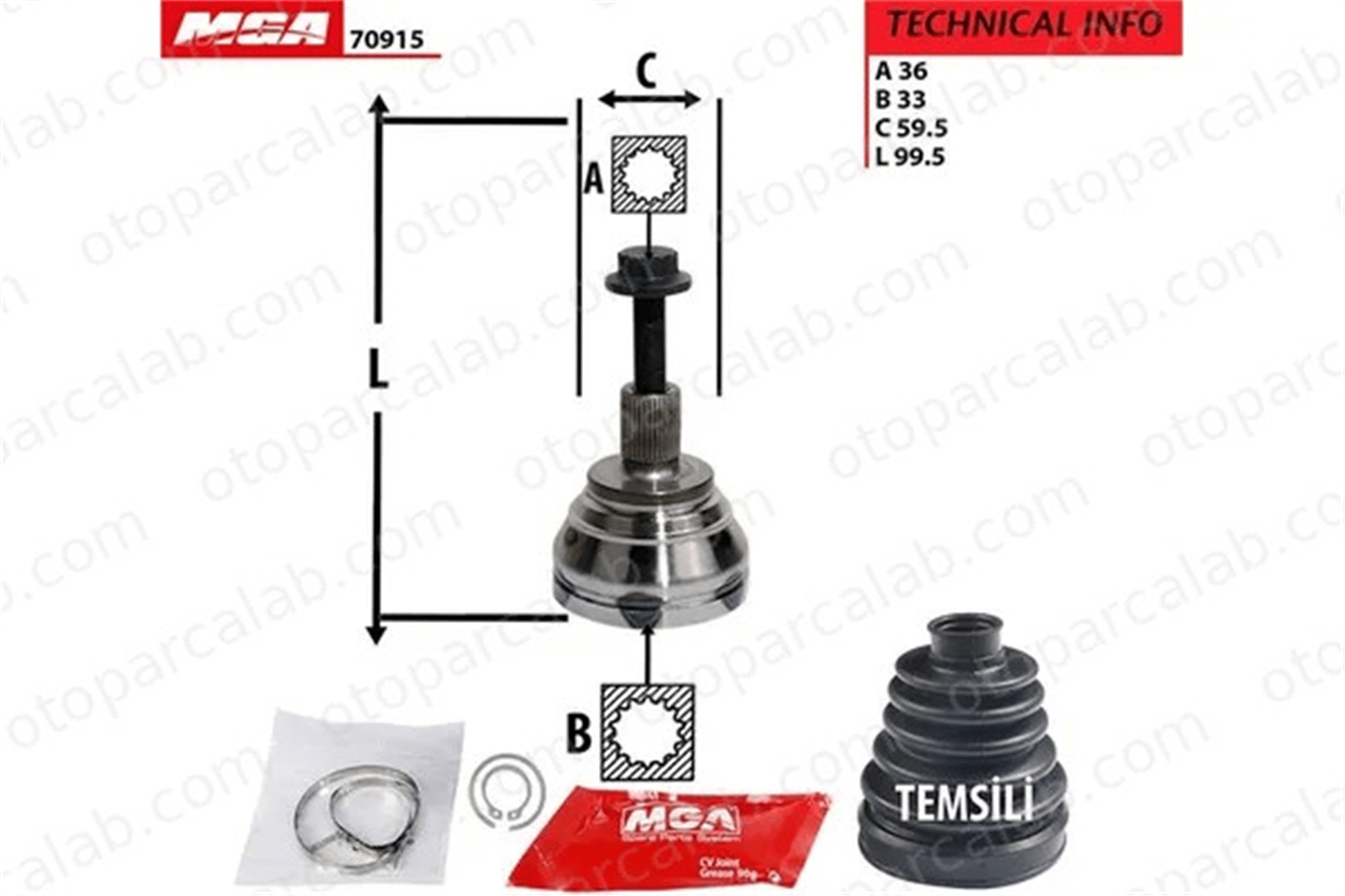 MGA 70915 Aks Kafası Ön Dış Sağ veya Sol SEAT LEON AUDI A3 Sportback 5M0498099 2Q0498099M