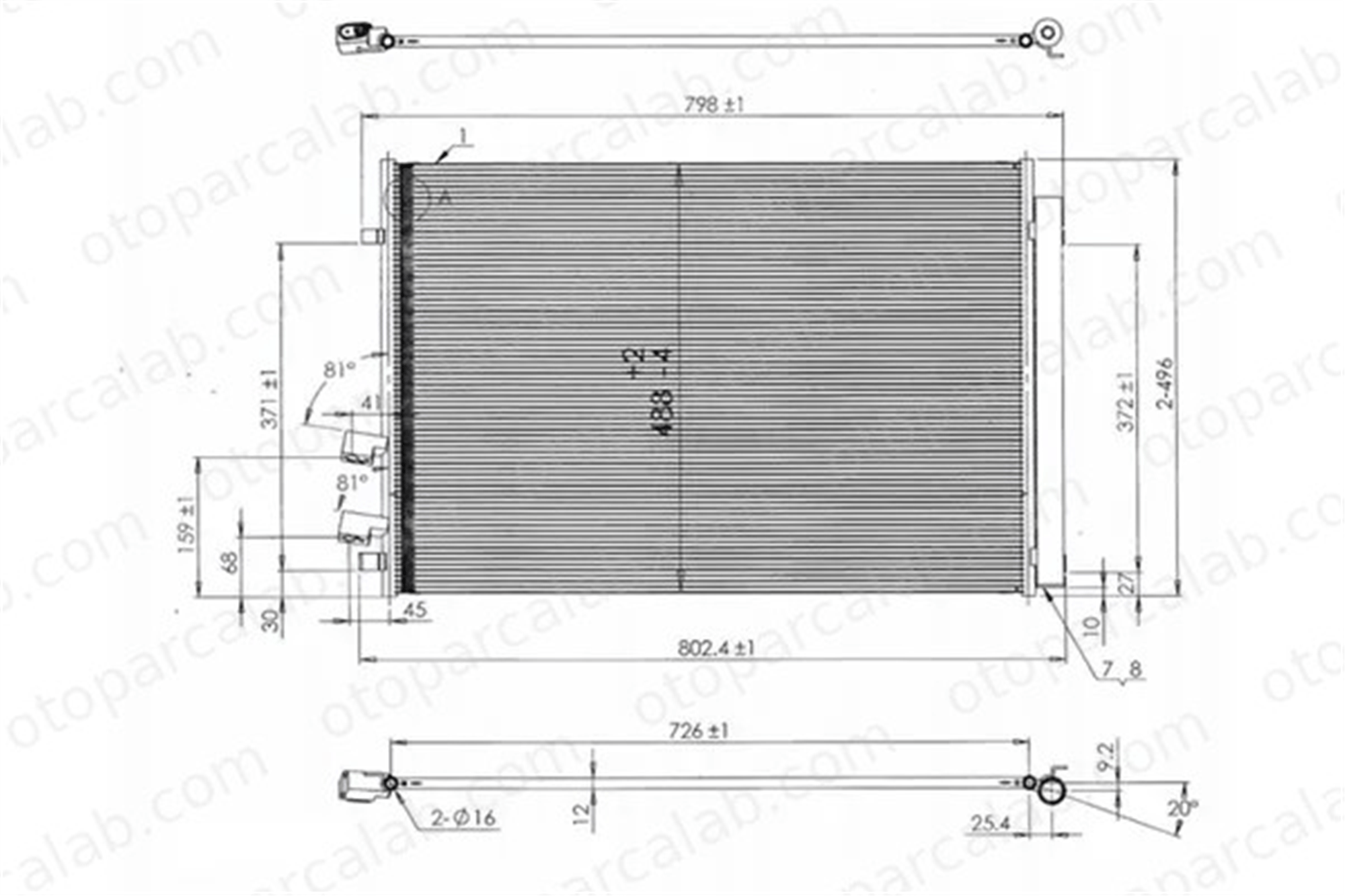 MGA 82457 Klima Radyatörü VW CRAFTER Panelvan/Van CRAFTER Platform şasi 2N0820411 2N0820411A