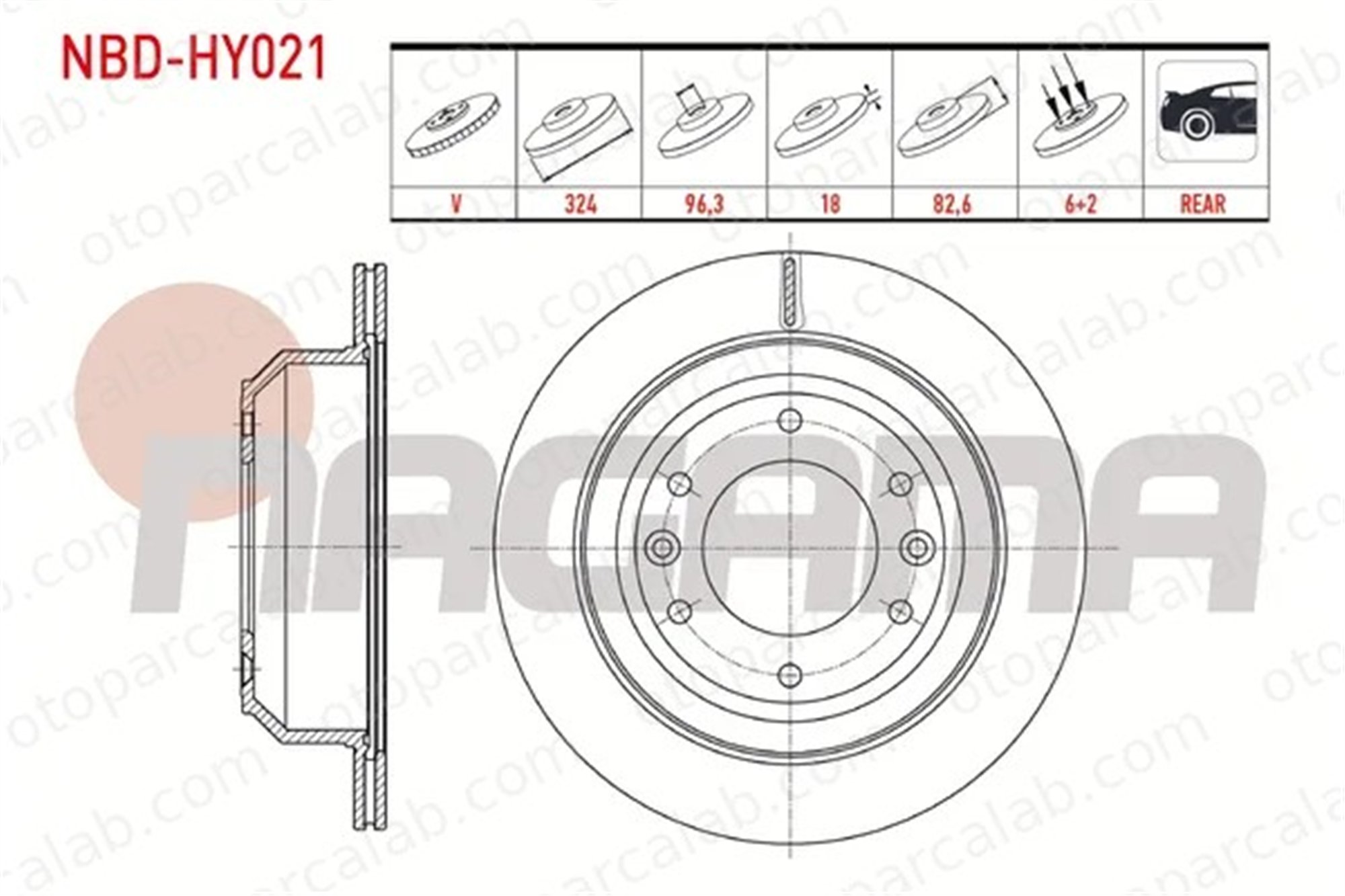 NAGAMA NBD-HY021 Fren Disk Ayna Arka Sağ ve Sol HYUNDAI H-1 Cargo H-1 Travel 584114H300
