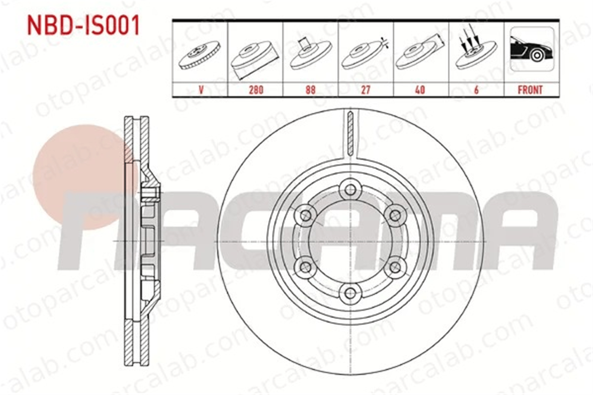 NAGAMA NBD-IS001 Fren Disk Ayna Ön Sağ ve Sol ISUZU D-MAX I 8973606760 8972382720