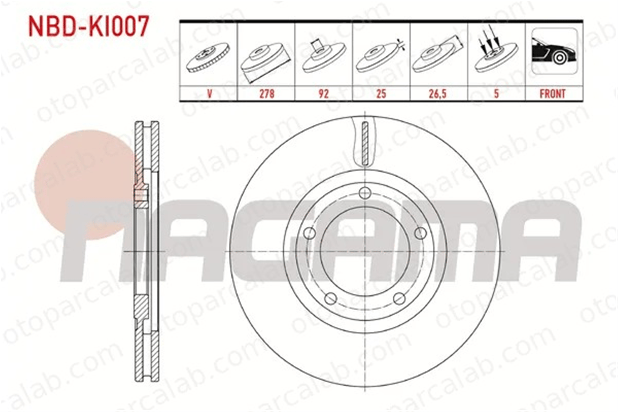 NAGAMA NBD-KI007 Fren Disk Ayna Ön Sağ ve Sol HYUNDAI H100 Minibüs/Otobüs H100 Panelvan/Van 58129 581294A000