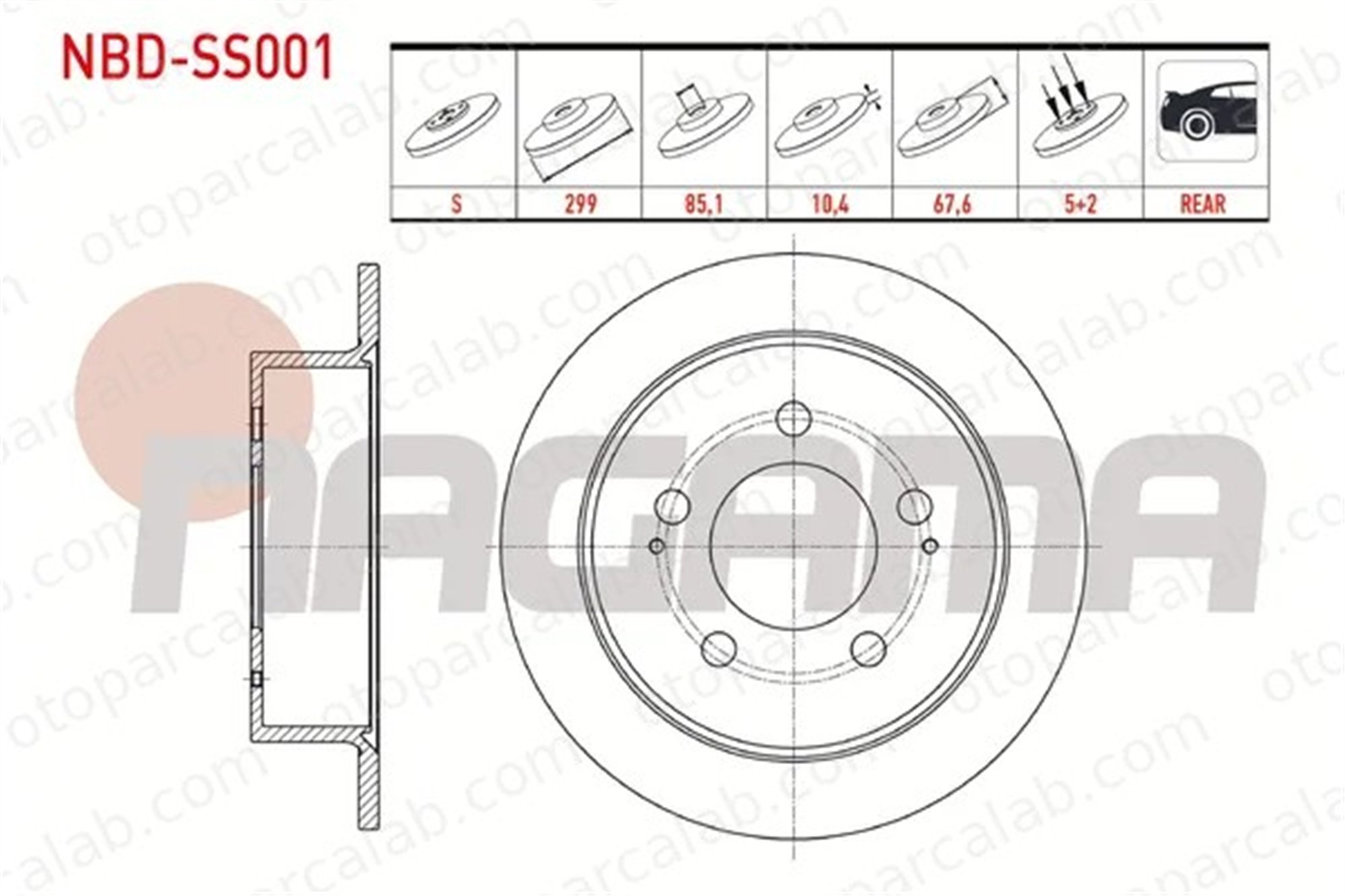NAGAMA NBD-SS001 Fren Disk Ayna Arka Sağ ve Sol SSANGYONG REXTON / REXTON II KYRON 4840109000 4840109001