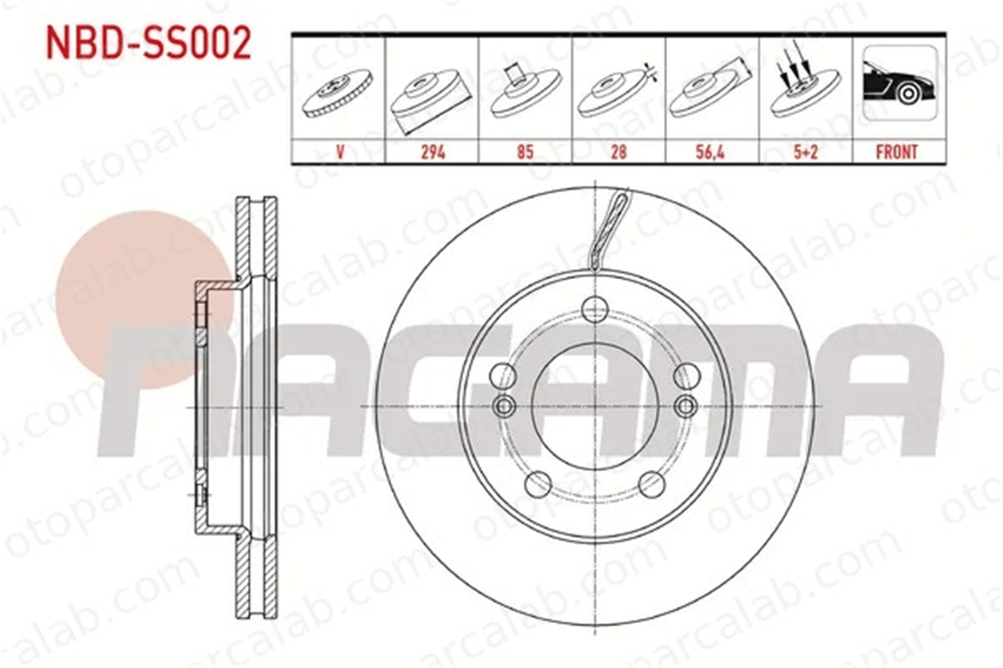 NAGAMA NBD-SS002 Fren Disk Ayna Ön Sağ ve Sol SSANGYONG KYRON ACTYON I 4144109100 4144109110
