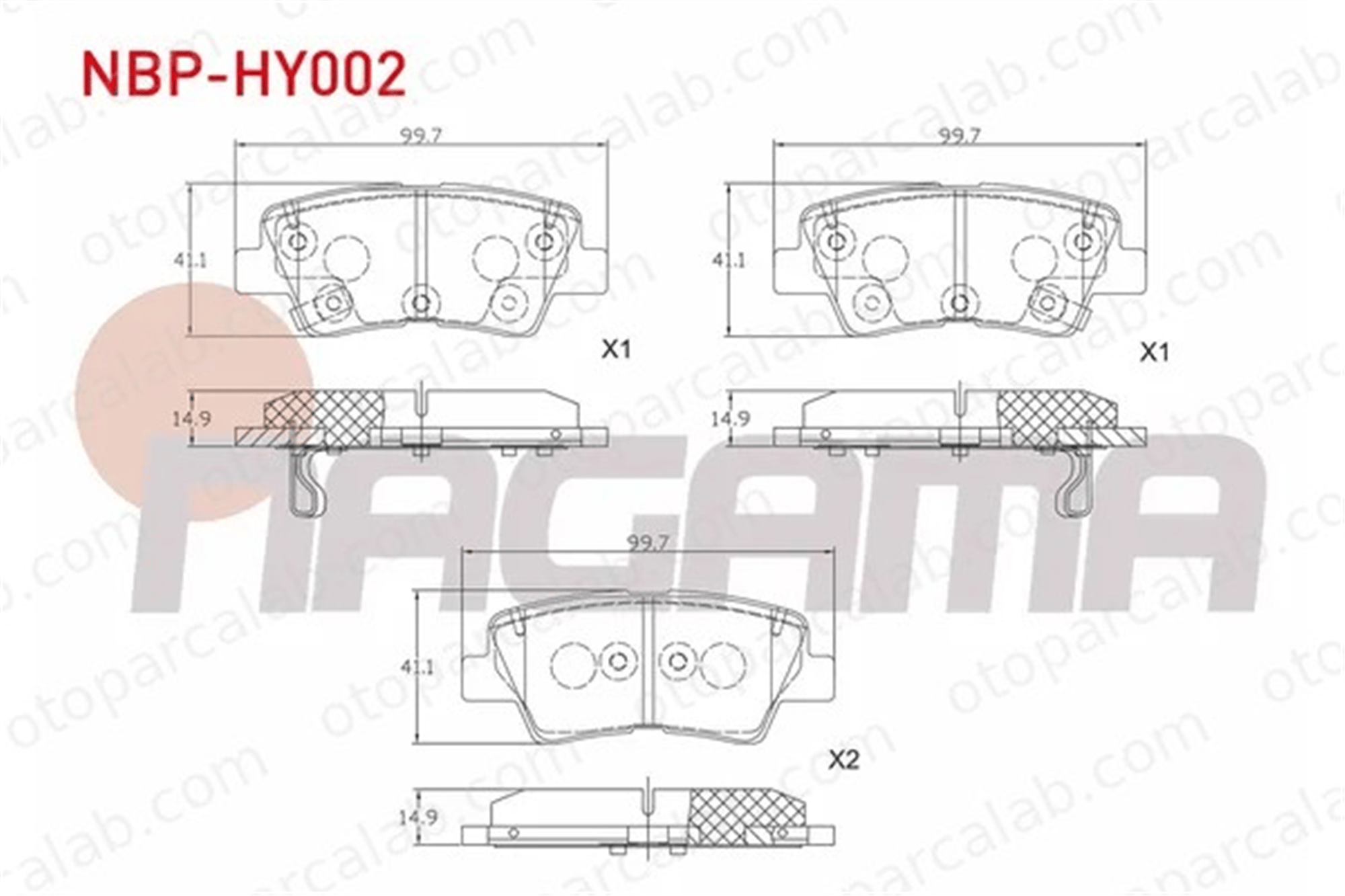 NAGAMA NBP-HY002 Fren Disk Balata Arka TOYOTA AURIS COROLLA Sedan 446602280 446602290