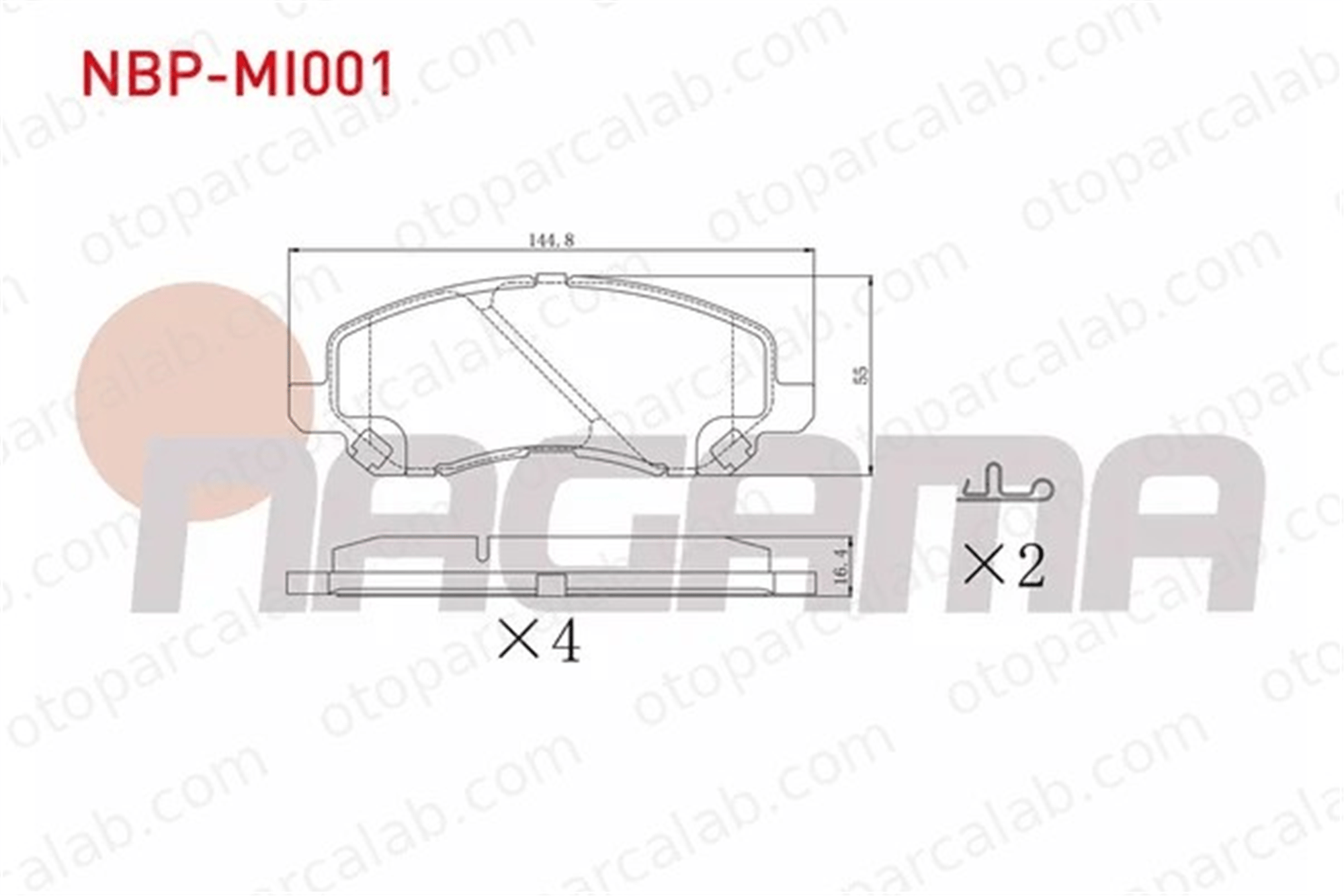 NAGAMA NBP-MI001 Fren Disk Balata Ön MITSUBISHI ASX LANCER VIII Sportback 5191229AA 5191244AA