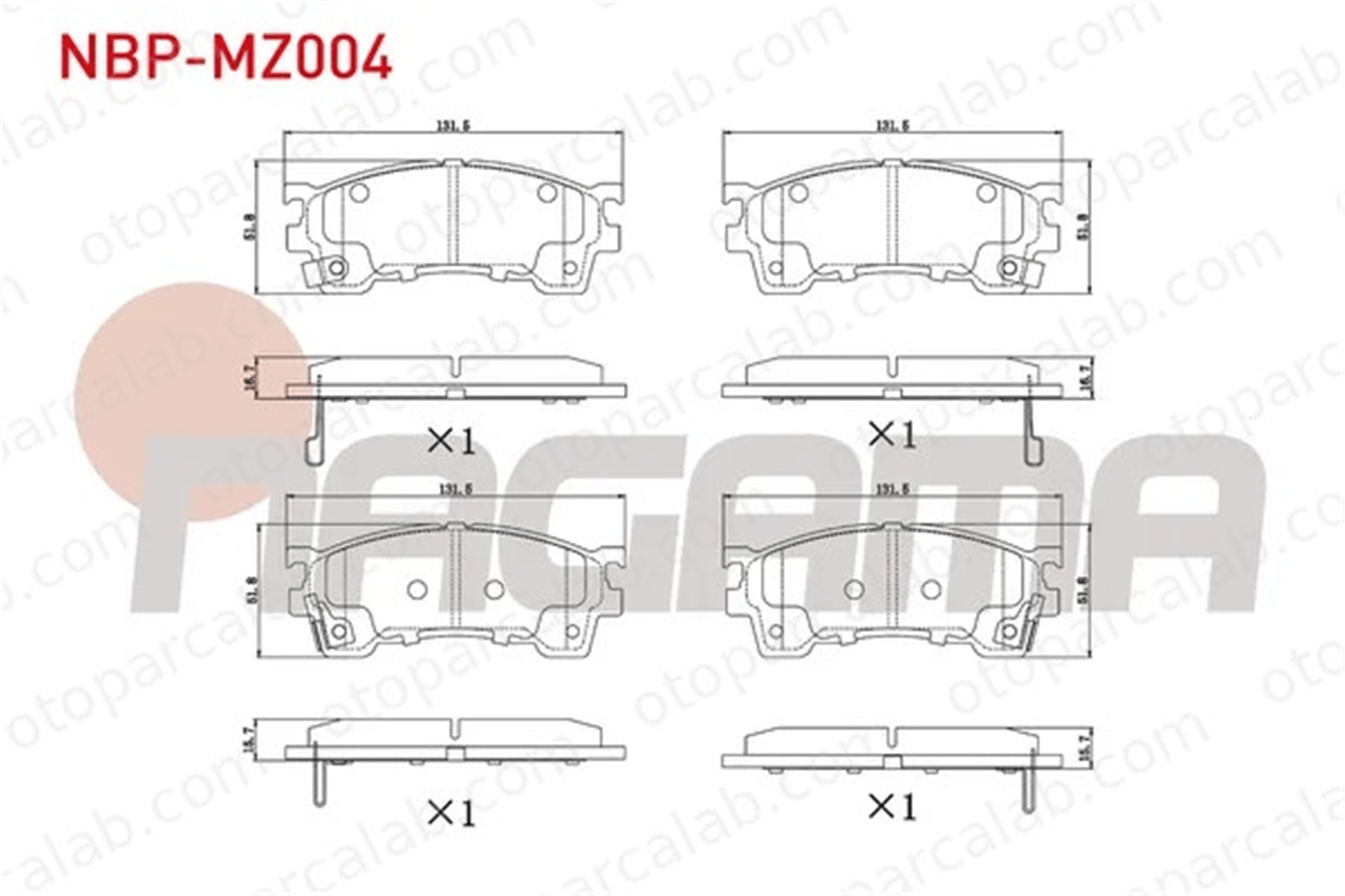 NAGAMA NBP-MZ004 Fren Disk Balata Ön MAZDA 626 IV Hatchback 626 IV 341278 CB8033210