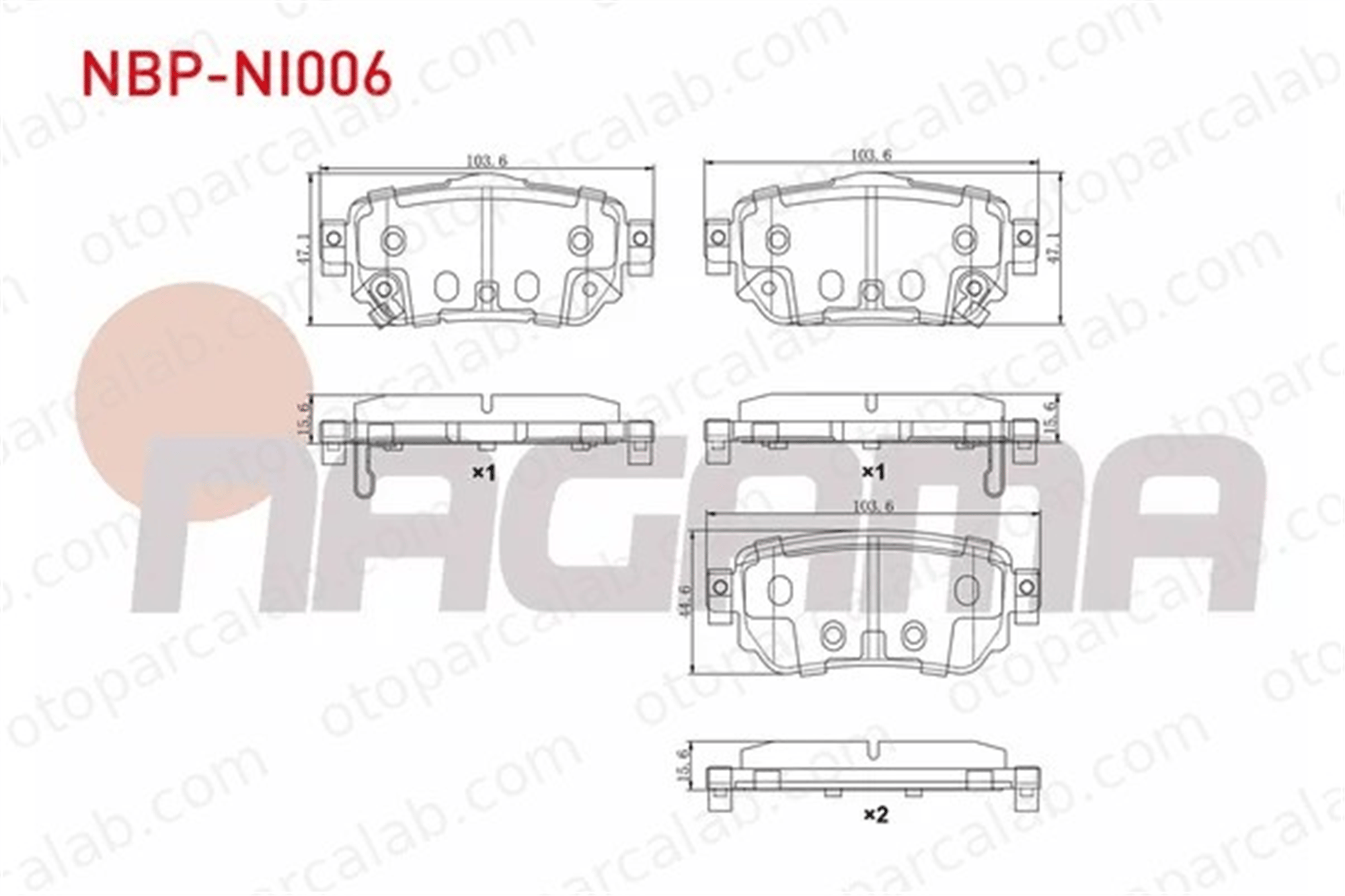 NAGAMA NBP-NI006 Fren Disk Balata Arka NISSAN X-TRAIL III RENAULT KADJAR 440606633R D40604CA0A