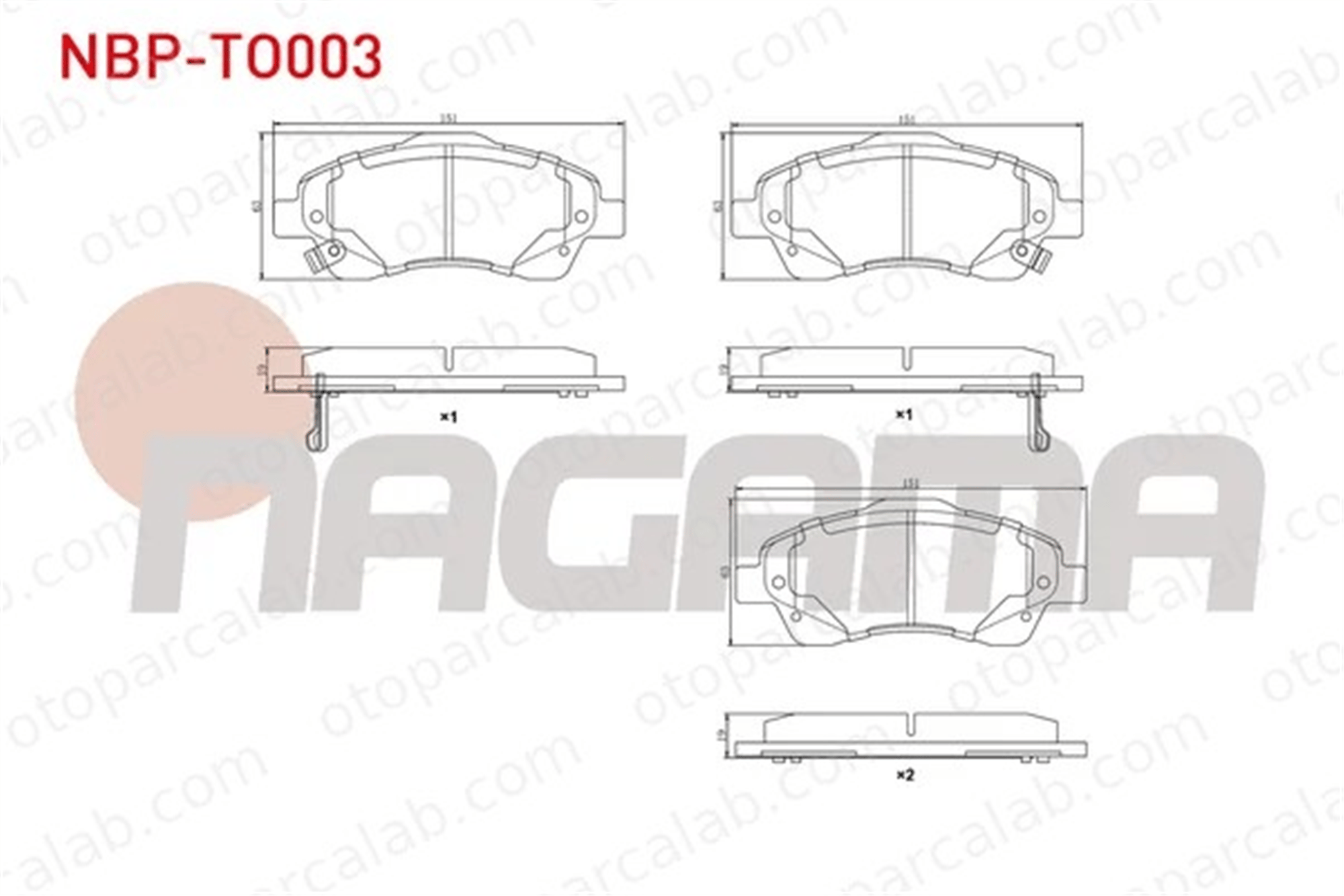 NAGAMA NBP-TO003 Fren Disk Balata Ön TOYOTA AVENSIS AVENSIS Sedan 446505130 446505131