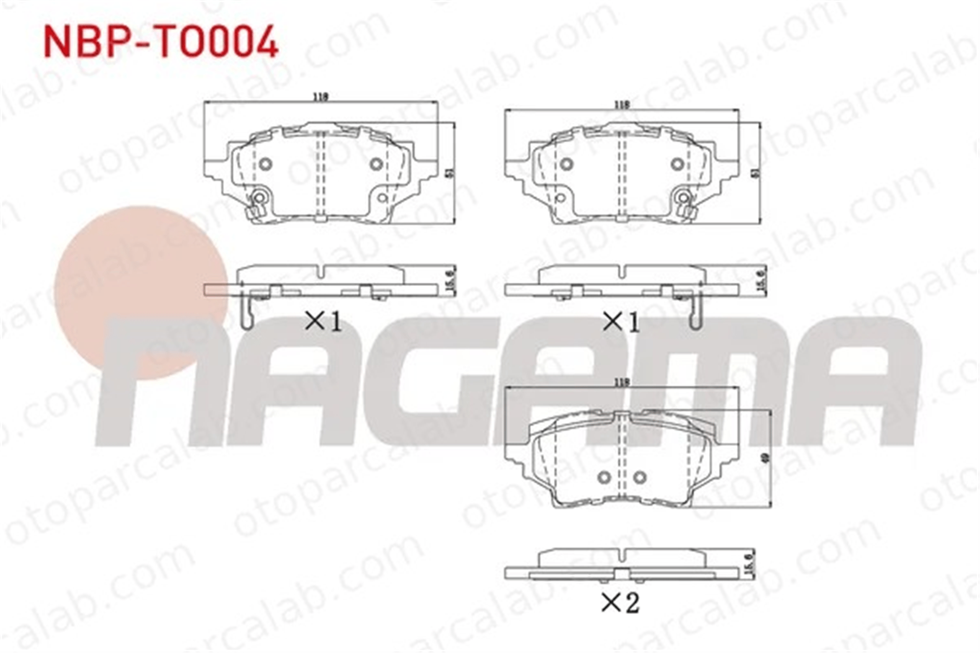 NAGAMA NBP-TO004 Fren Disk Balata Arka TOYOTA COROLLA Sedan COROLLA Hatchback 446602400 4466K0000