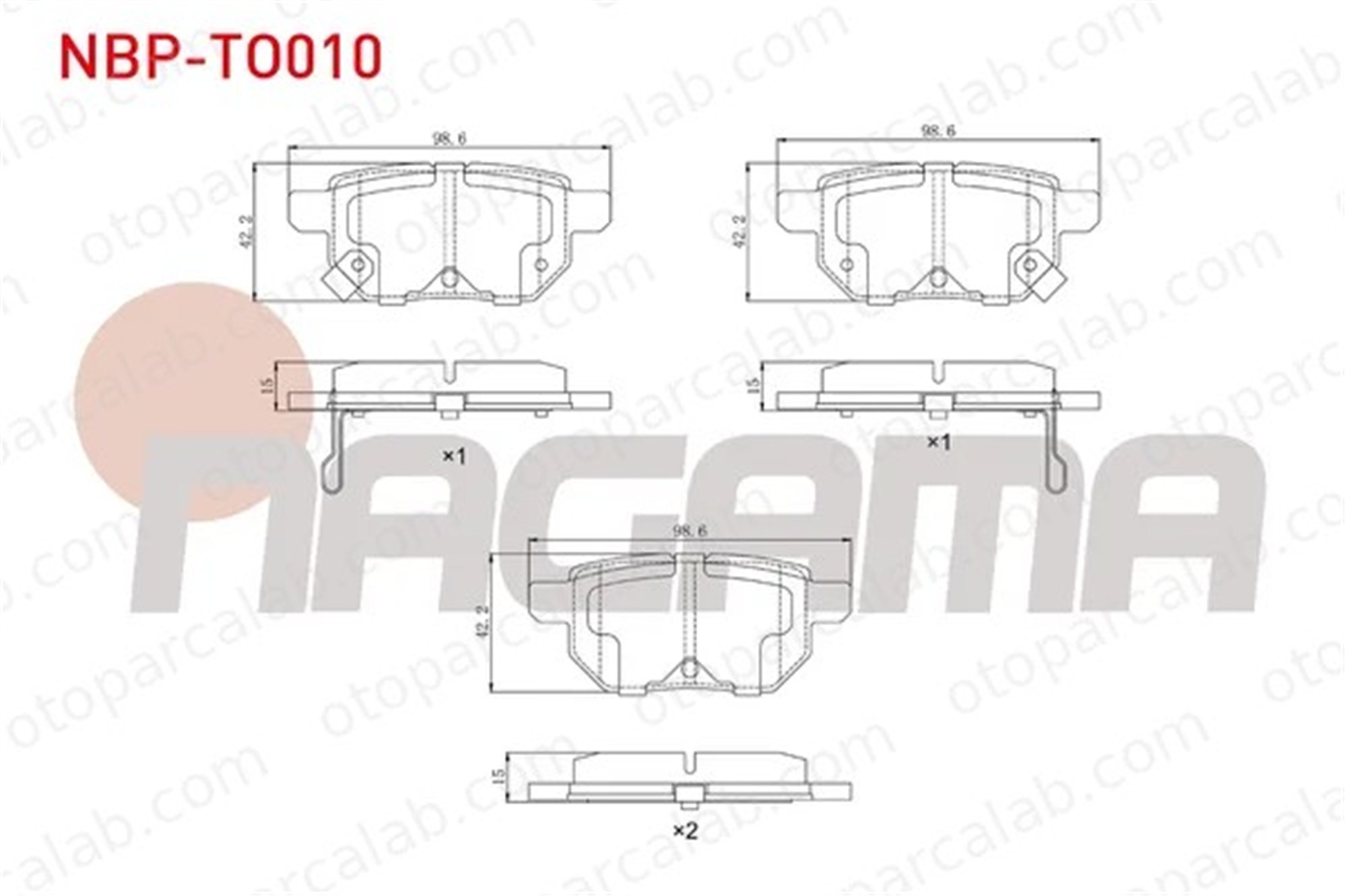 NAGAMA NBP-TO010 Fren Disk Balata Arka TOYOTA AURIS COROLLA Sedan 446602190 446602191