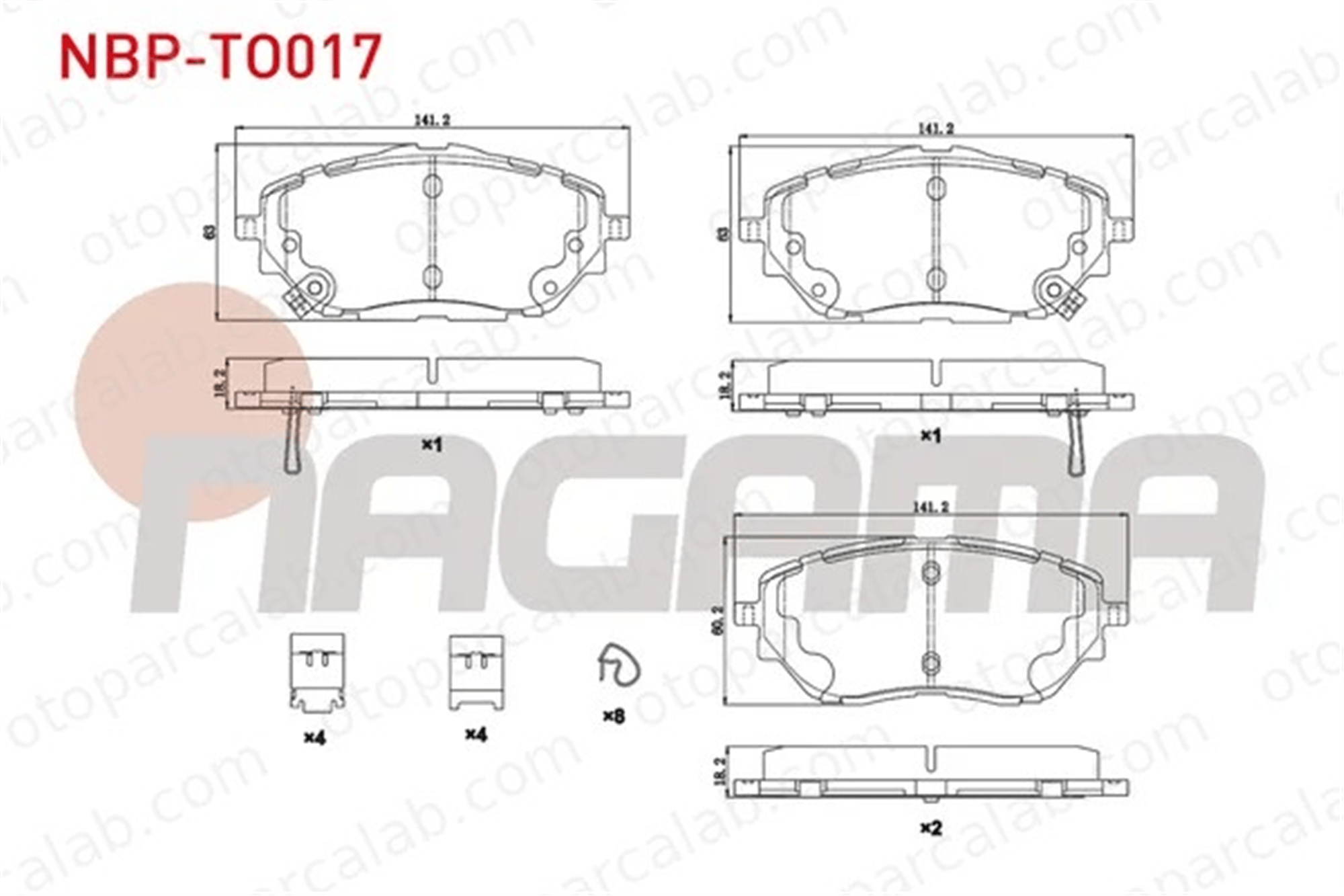 NAGAMA NBP-TO017 Fren Disk Balata Ön TOYOTA C-HR COROLLA Hatchback 4465F4010 4465F4020