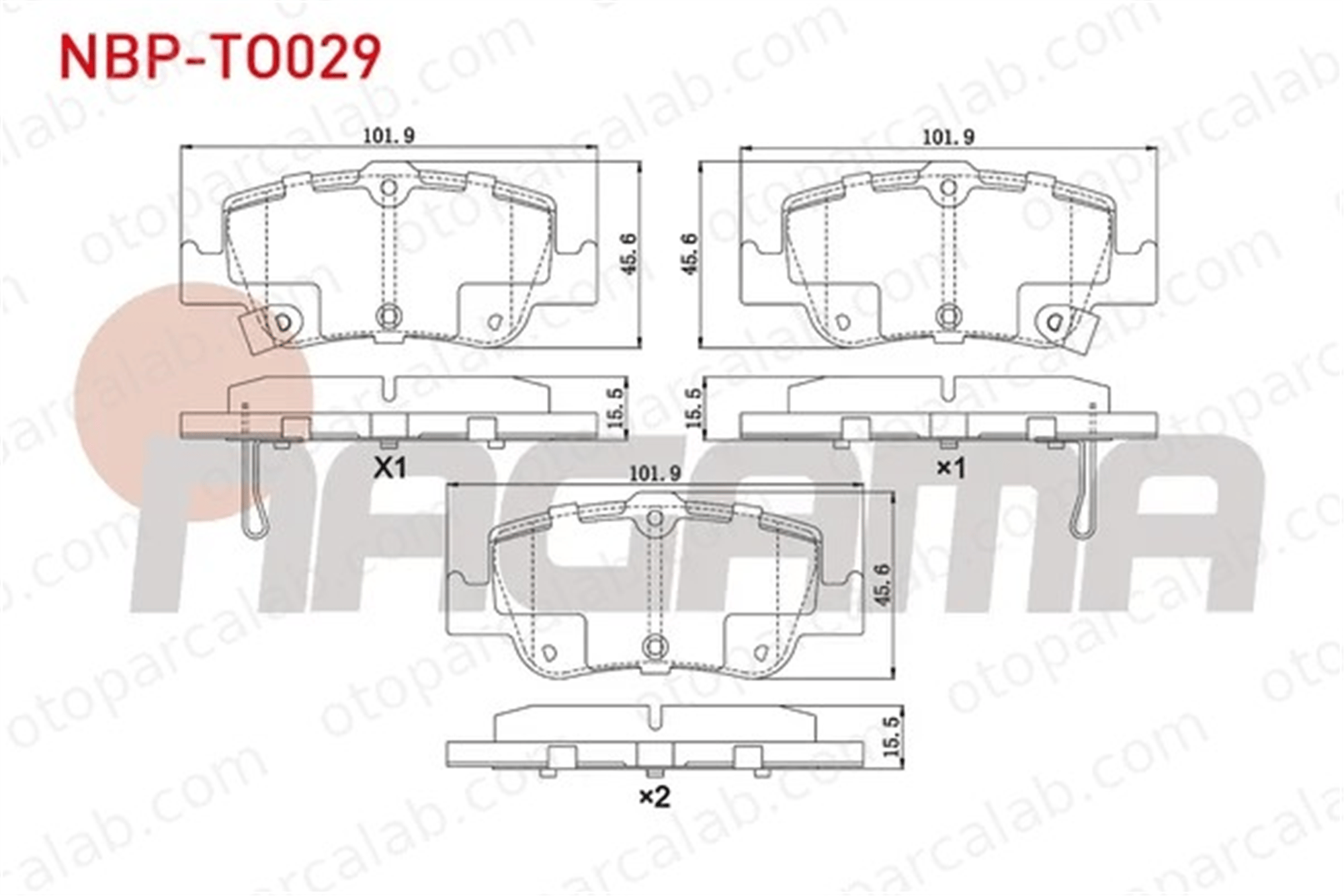 NAGAMA NBP-TO029 Fren Disk Balata Arka TOYOTA AURIS COROLLA Sedan 446602170 446602180