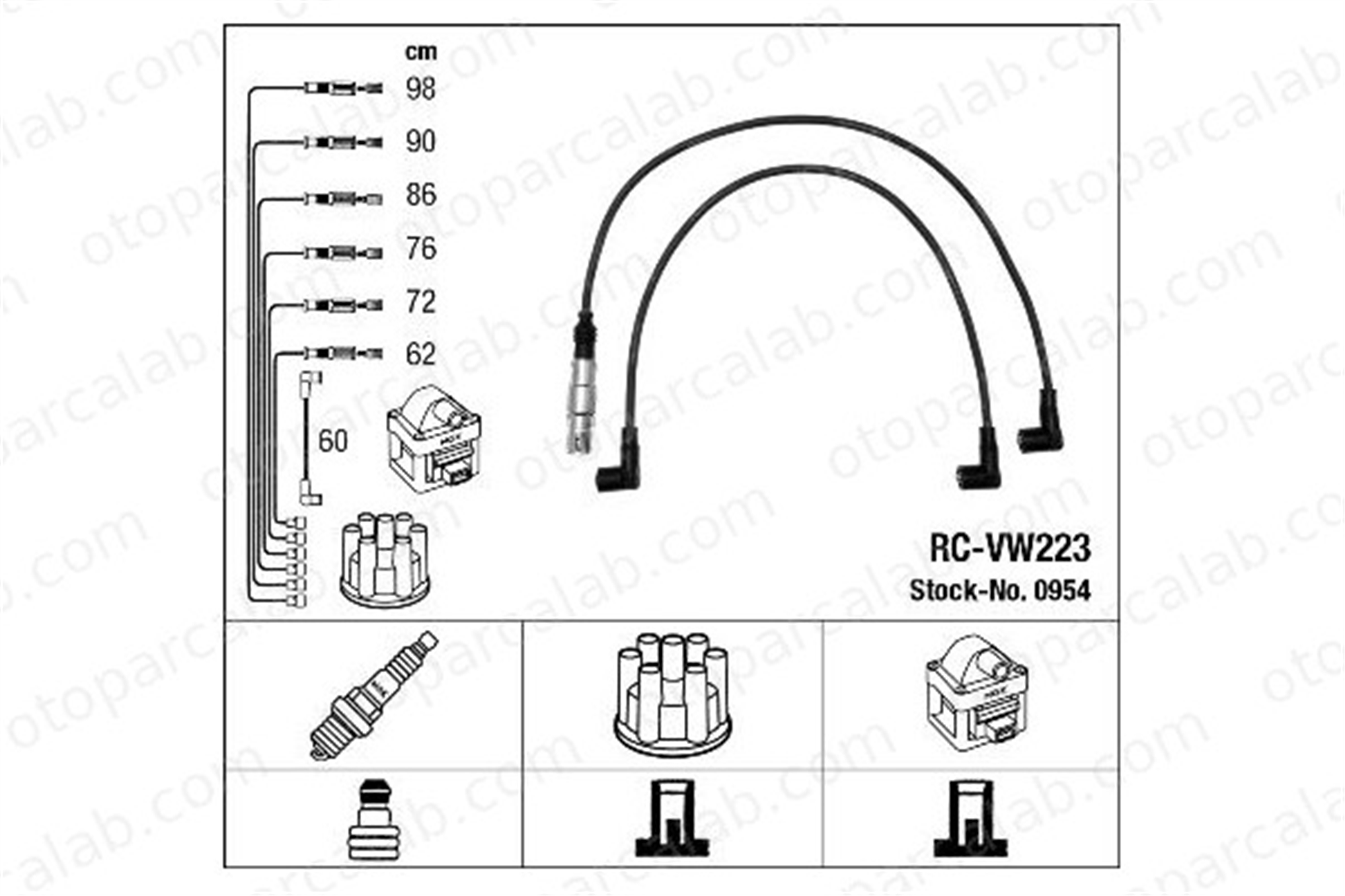 NGK 0954 Buji Kablosu FORD GALAXY I VW GOLF III 21905409 021 905 409