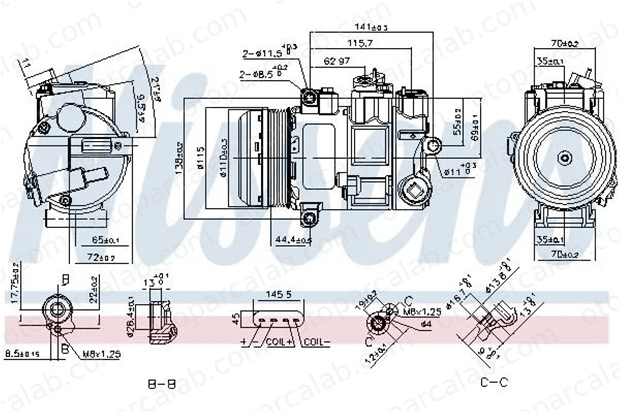 NISSENS 890696 Klima Kompresörü MERCEDES-BENZ C-SERISI C-SERISI T-Model A0032308711 22309211