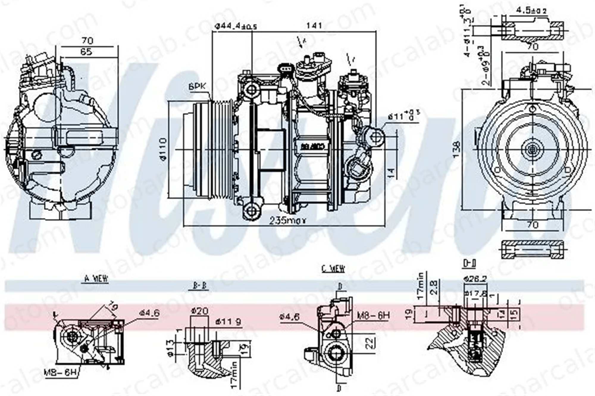 NISSENS 890749 Klima Kompresörü MERCEDES-BENZ GLE MARCO POLO Camper A0008303202 8303202