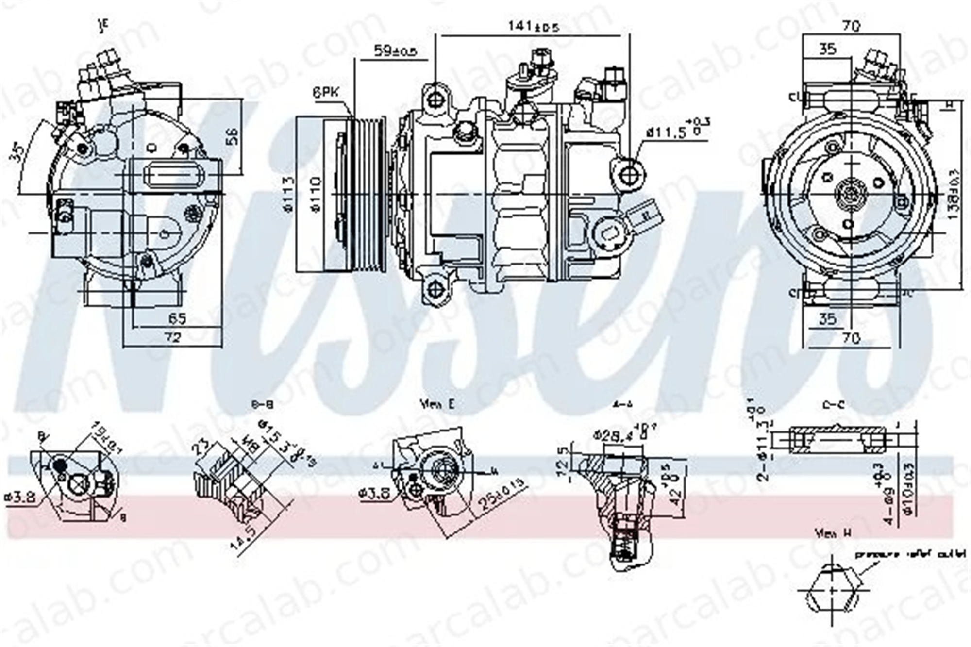 NISSENS 890893 Klima Kompresörü VW TRANSPORTER T6 Platform şasi SEAT ALHAMBRA 7E0820803M 7E0820803T