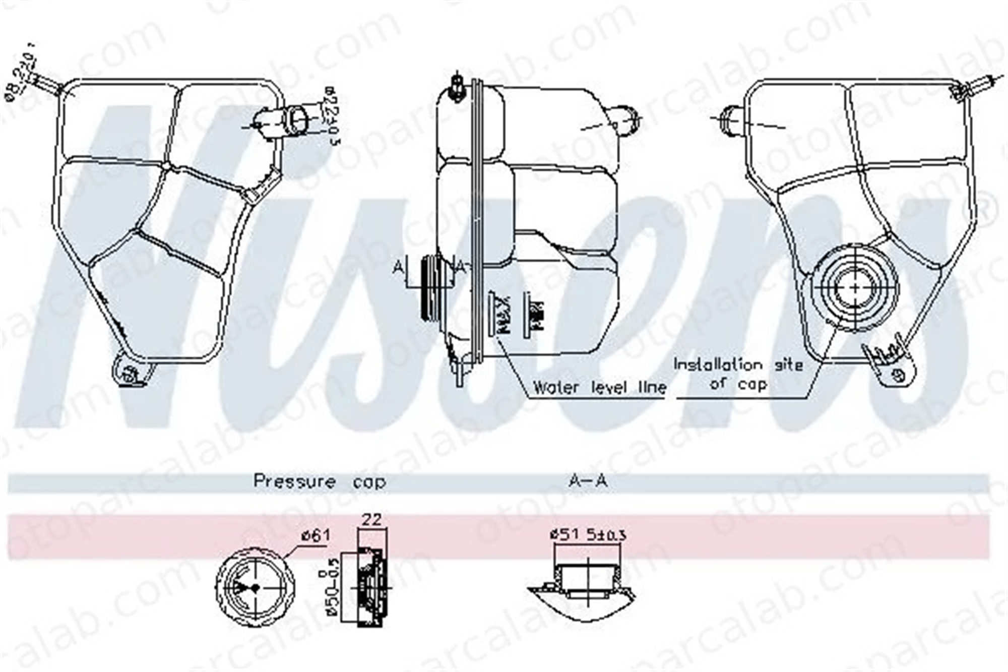 NISSENS 996217 Radyatör Yedek Su Deposu FORD FIESTA V FUSION 3S618K218BA 1436172