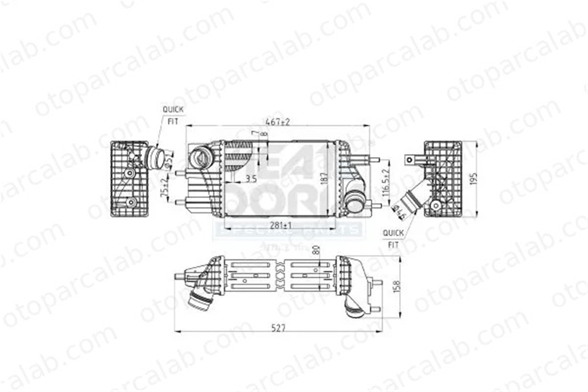 ORIS 258-4835 Turbo Radyatörü ORİS 258-4835 NISSAN NV200 / EVALIA Minibüs/Otobüs JUKE 144611KB2B 144611KB2A