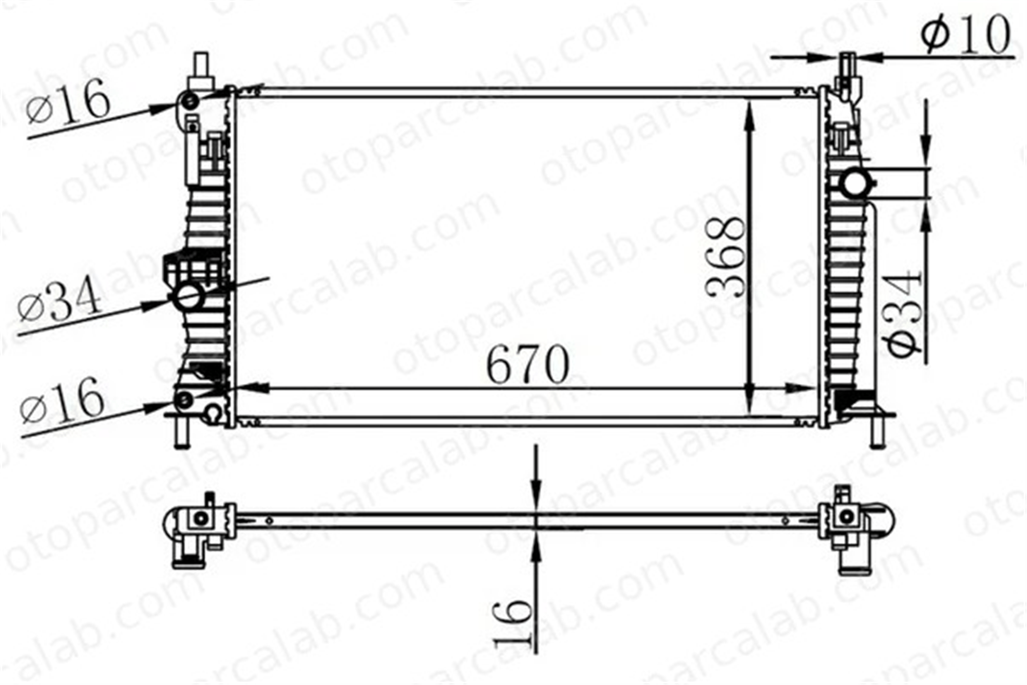 ORIS BMZ128016 Su Radyatörü ORİS BMZ128016 CITROËN C4 AIRCROSS MITSUBISHI ASX 1611262980 1350A763