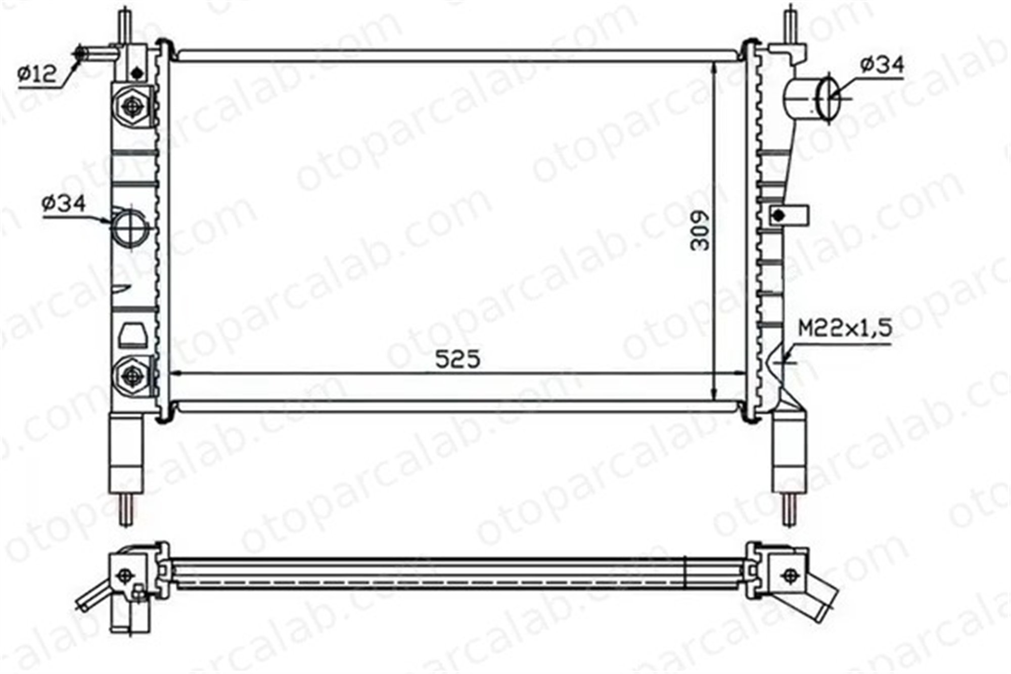 ORIS MOP004034 Su Radyatörü ORİS MOP004034 ALFA ROMEO MITO FIAT DOBLO Minibüs/Otobüs 50512102 1300347