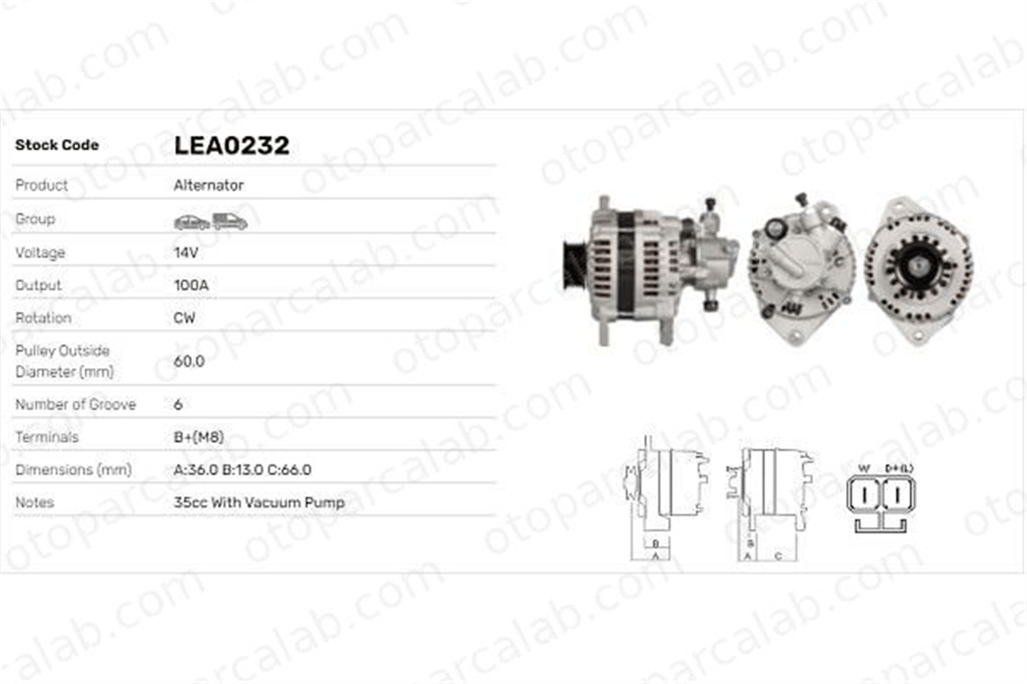 PARS PRS-ALT110 Alternatör OPEL MONZA A SENATOR A 986043981 LR1100502