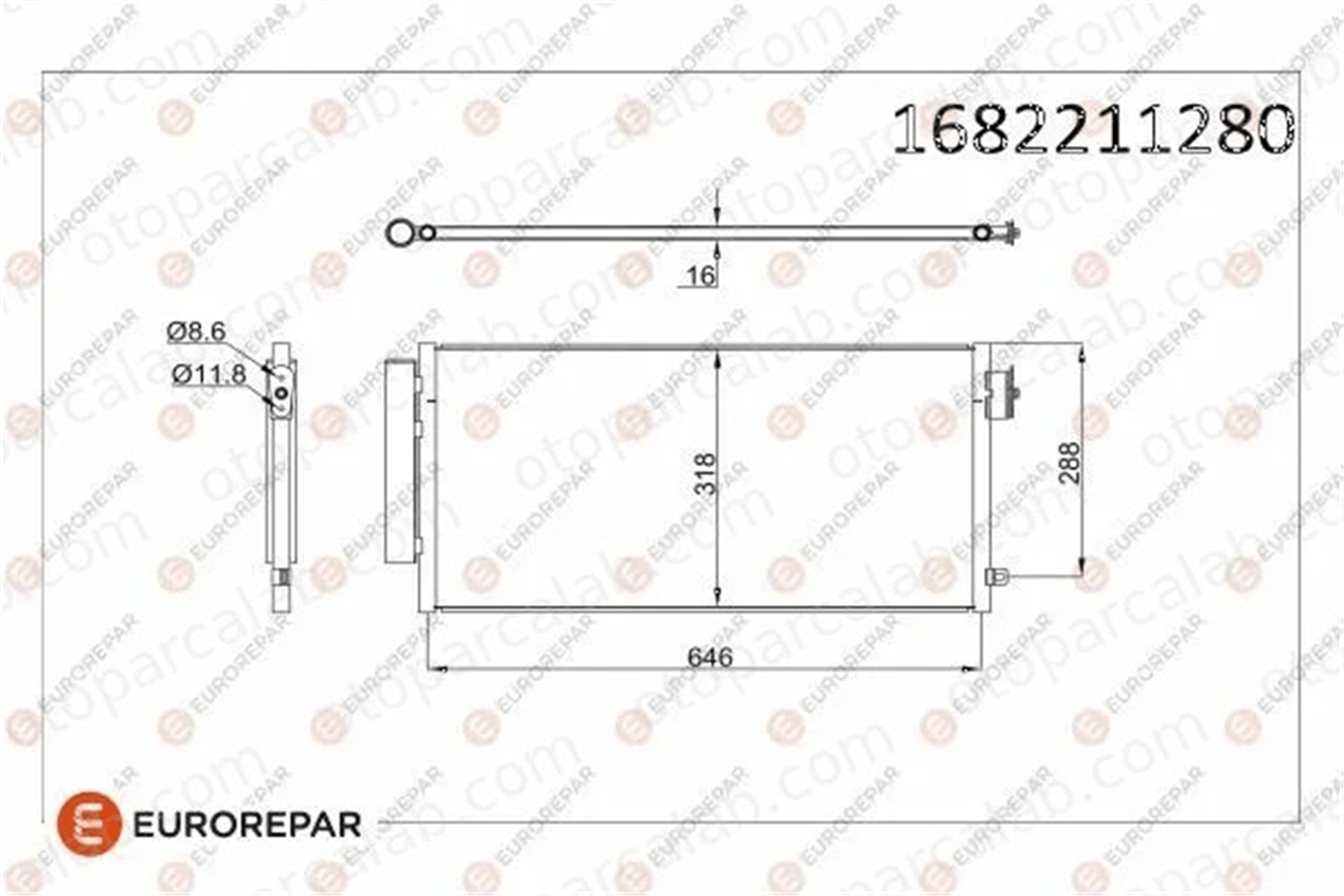 PSA ORJINAL 1682211280 Klima Radyatörü FIAT 500L TIPO Hatchback 1682211280 51887955