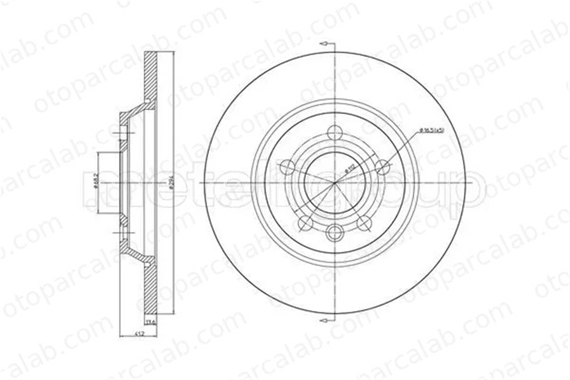 PSA ORJINAL 2307.67 Fren Disk Ayna Arka Sağ ve Sol VW TRANSPORTER T4 Panelvan/Van TRANSPORTER T4 Minibüs/Otobüs 230767 1110251