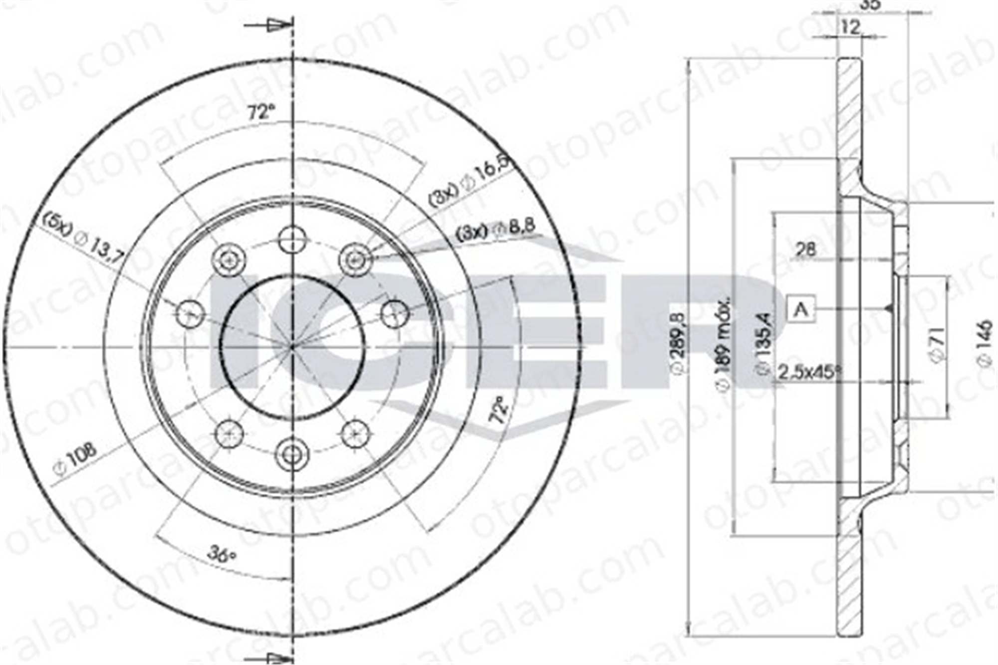 PSA ORJINAL 4249.14 Fren Disk Ayna Arka Sağ ve Sol PEUGEOT 407 SW CITROËN C5 III Break 424914 E169294