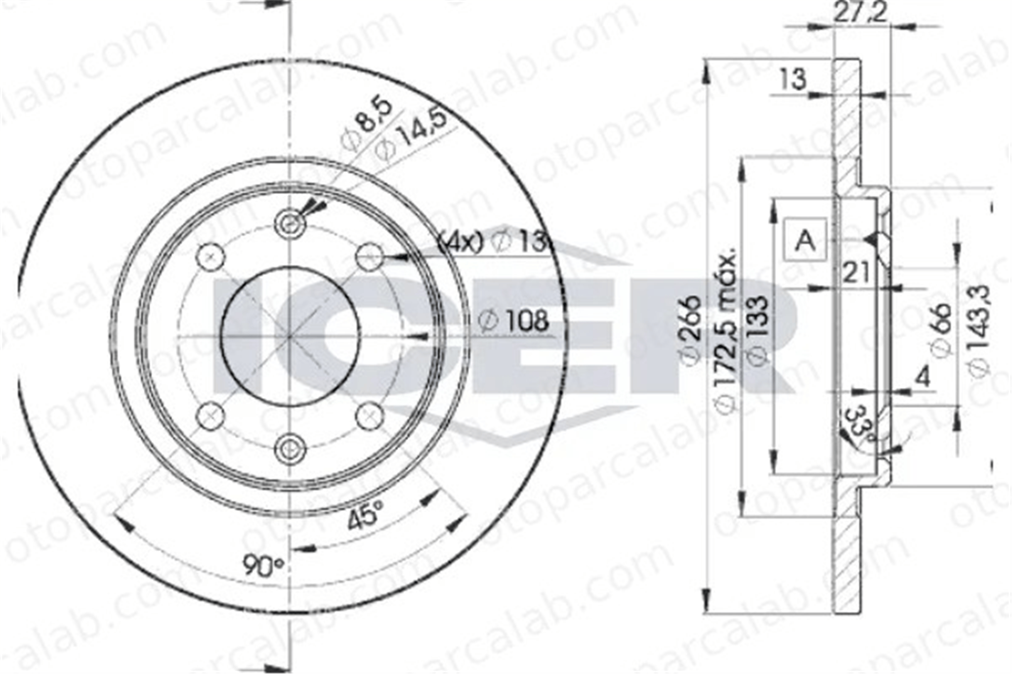 PSA ORJINAL 424982 Fren Disk Ayna Ön Sağ ve Sol CITROËN BERLINGO / BERLINGO FIRST MPV PEUGEOT PARTNER Kasa/büyük limuzin 424982 E169020
