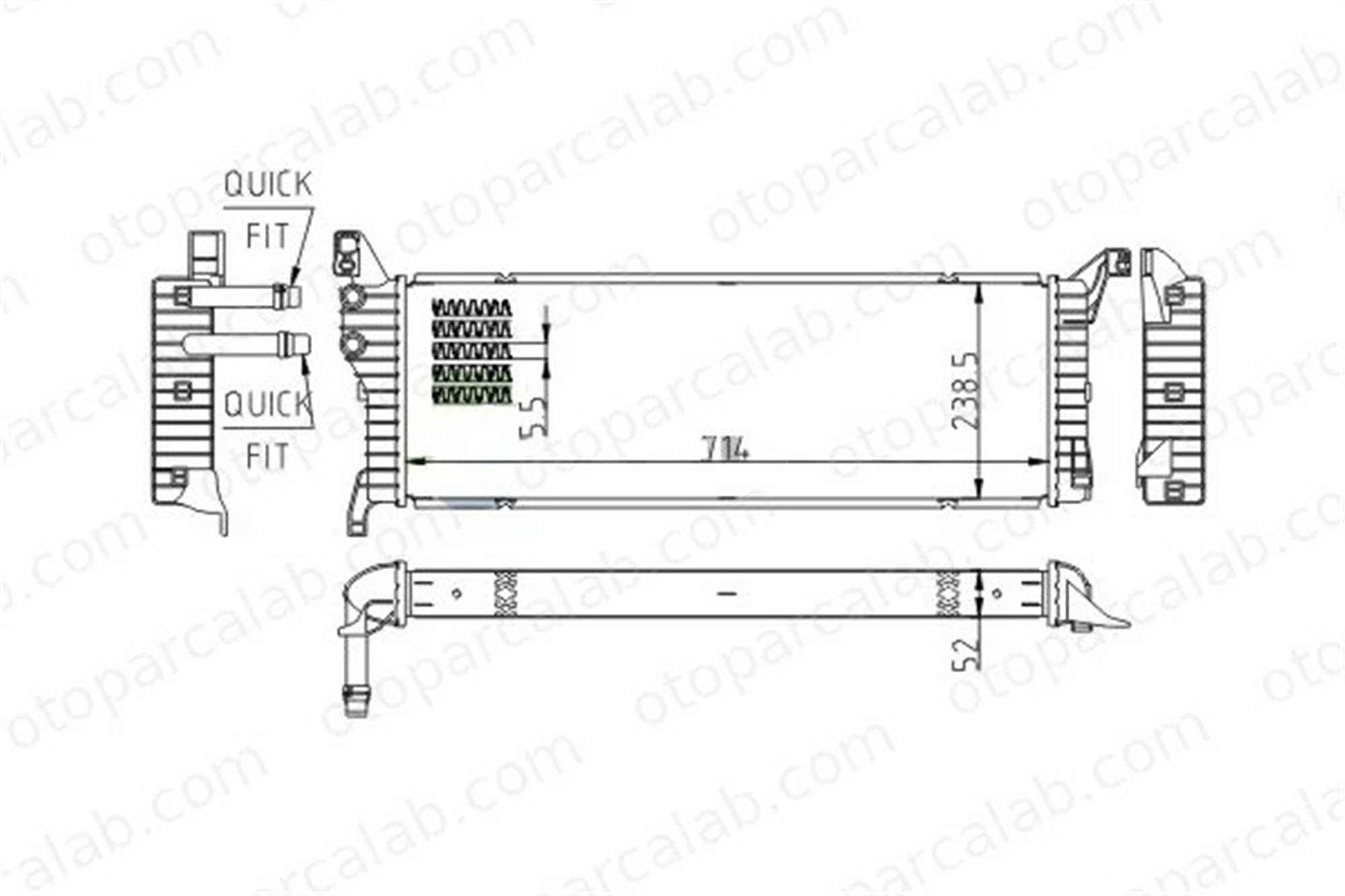 RADISEN RR 606087 Su Radyatörü VW MULTIVAN T6 TRANSPORTER T6 / CARAVELLE T6 Minibüs/Otobüs 7E0121212 7E0121212B