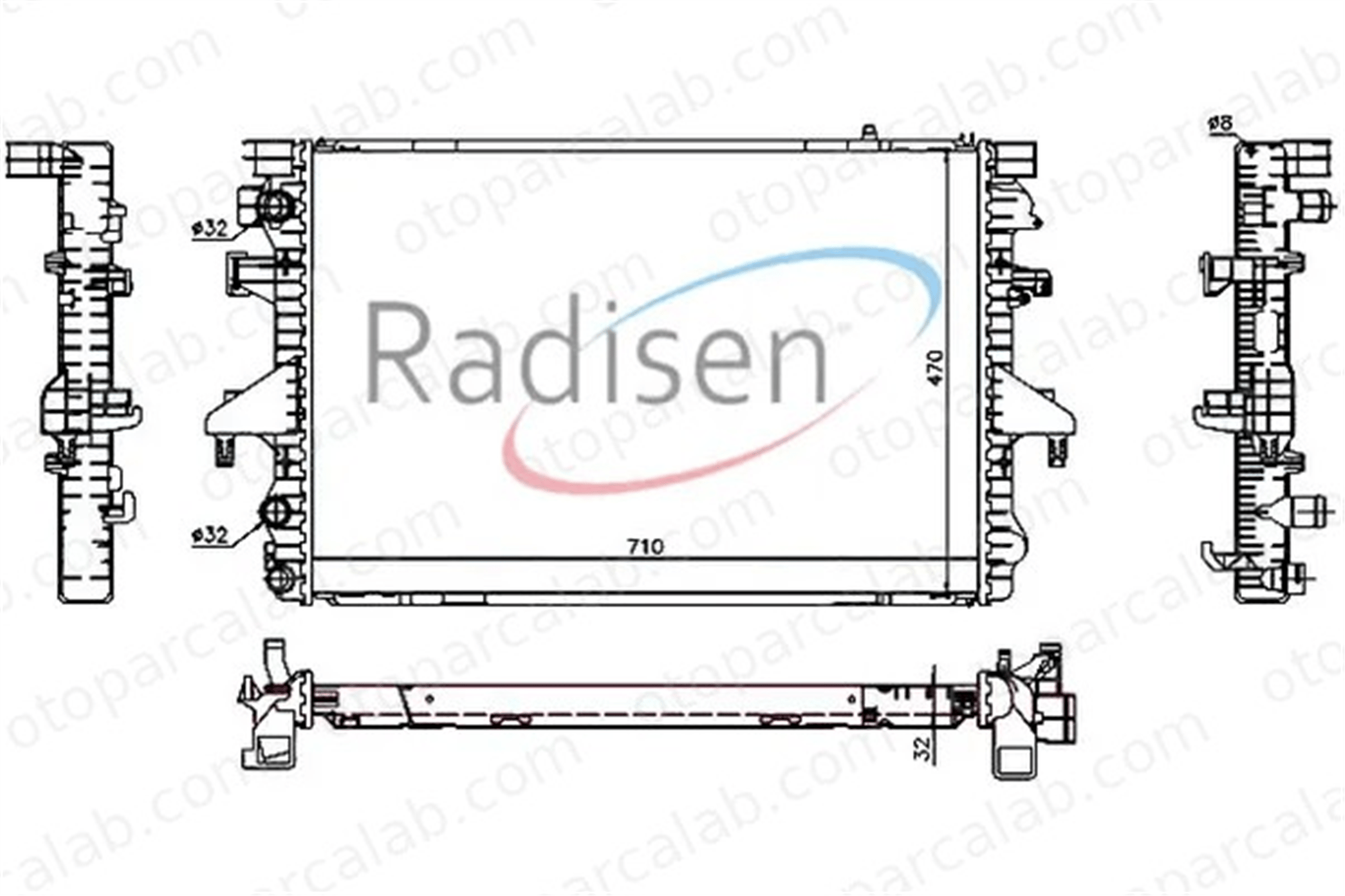 RADISEN RR 65282 Su Radyatörü VW MULTIVAN T5 TRANSPORTER T5 Minibüs/Otobüs 7H0121253M 7H0121253F