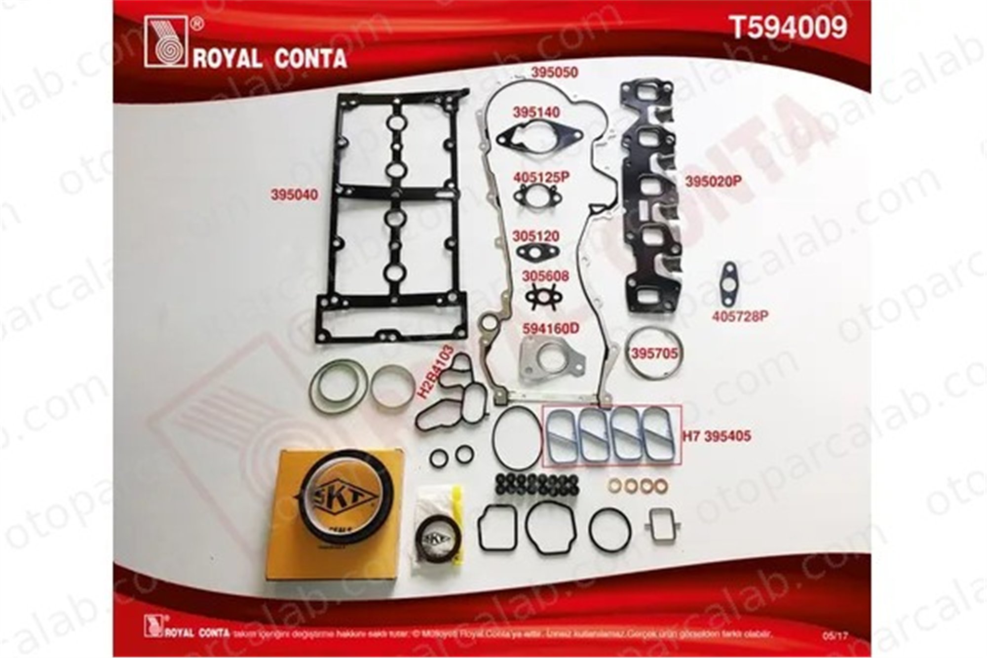 ROYAL T594009 Takım Conta FIAT PANDA ALFA ROMEO MITO 71753763 71753908