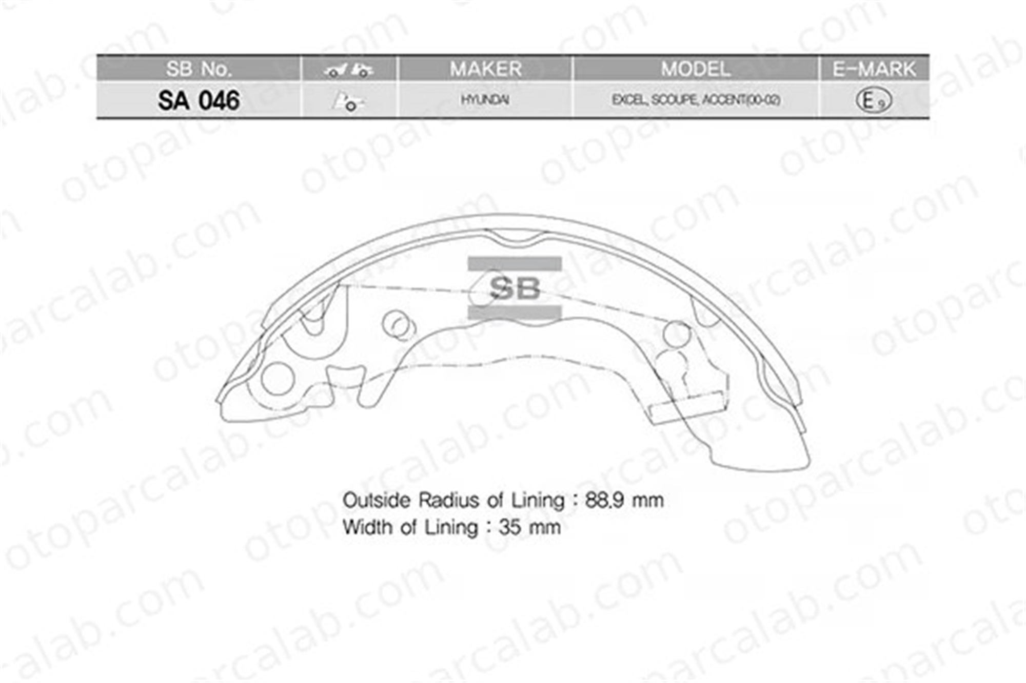 SANGSIN SA046 Fren Pabuçlu Balata Arka HYUNDAI PONY / EXCEL Sedan PONY 5830524A00 5830524A20