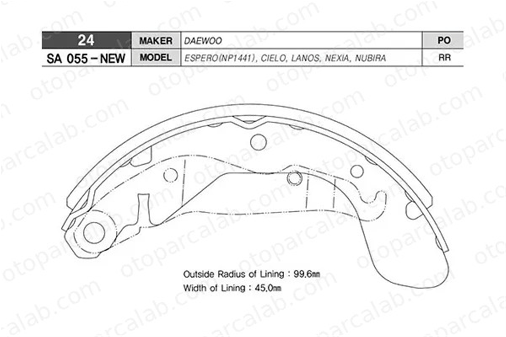 SANGSIN SA055-NEW Fren Pabuçlu Balata Arka OPEL ASTRA F Station wagon ASTRA F 1605056 1605042