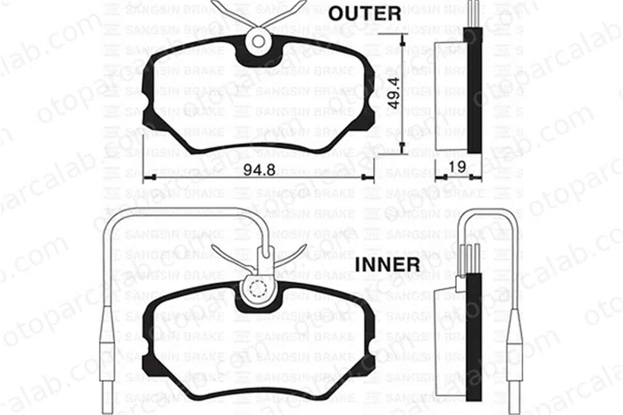 SANGSIN SP1180 Fren Disk Balata Ön PEUGEOT 405 I 405 I Break 425135 425055