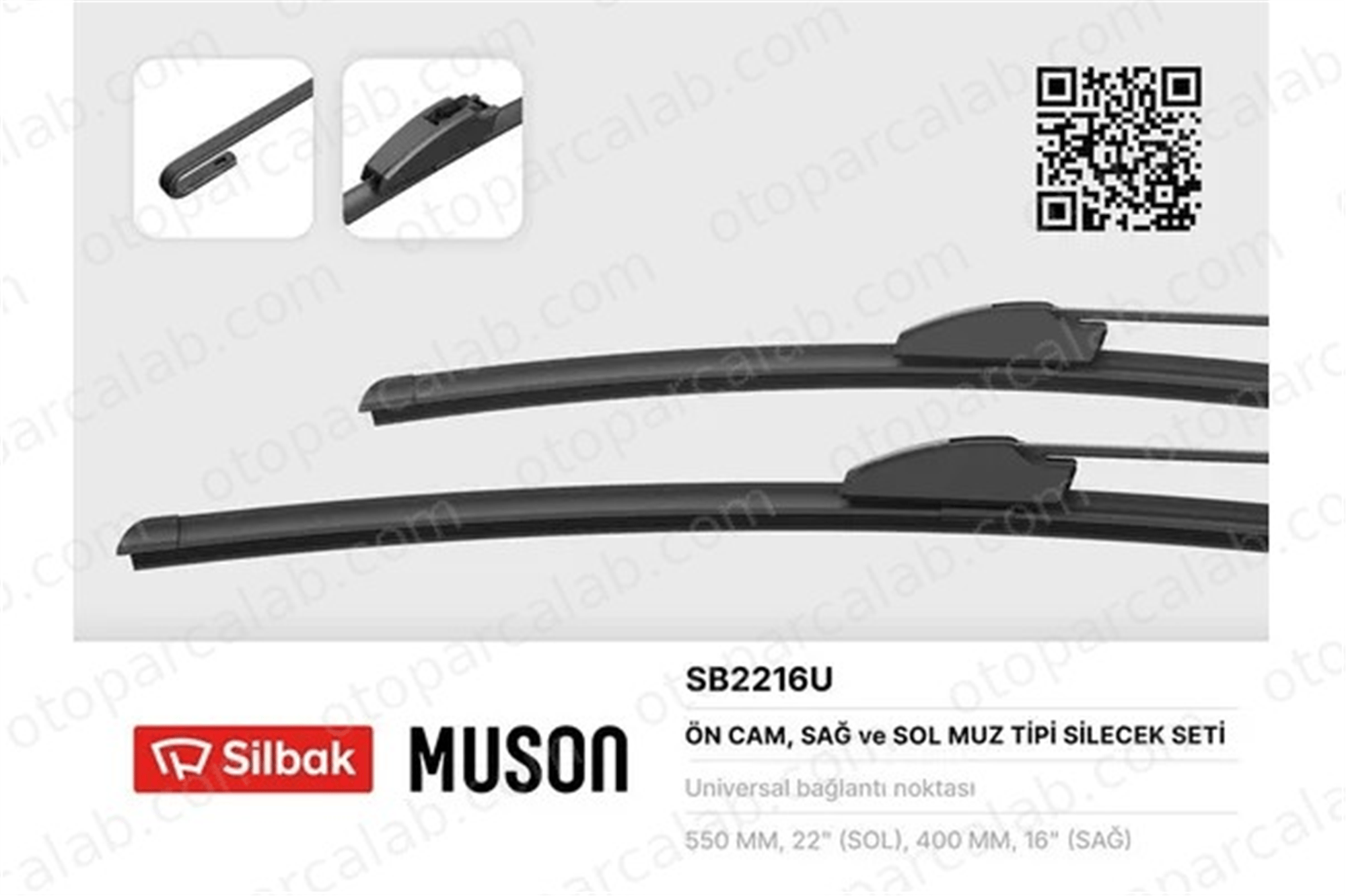 SILBAK SB2216U Silecek Süpürgesi Ön 550/400 mm - 22/16 inç FORD TRANSIT Panelvan/Van TRANSIT Platform şasi 98350B9010 50516364