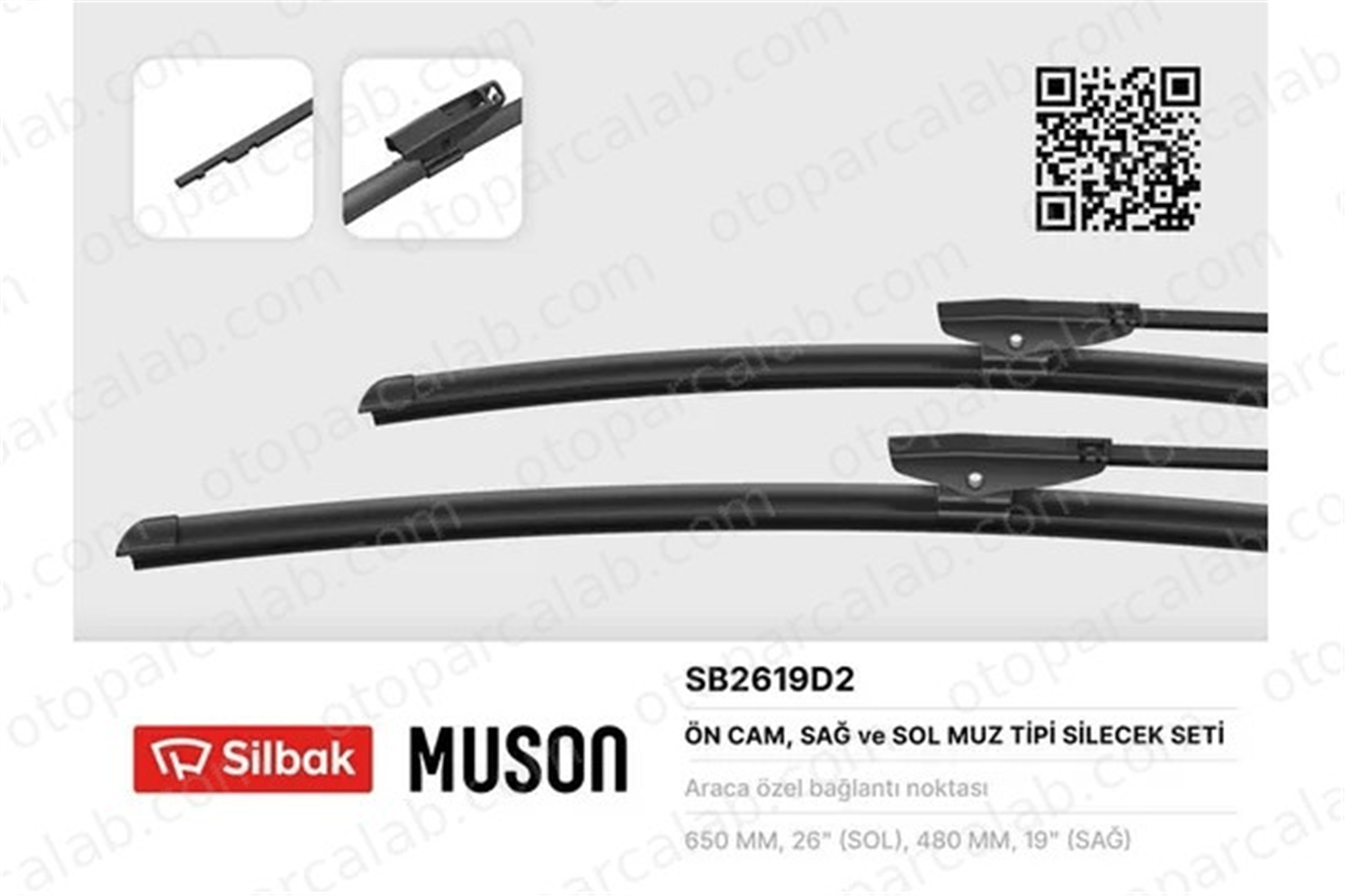 SILBAK SB2619D2 Silecek Süpürgesi Ön 650/480 mm - 26/19 inç AUDI A3 Sportback A3 Limousine 8Y1998002