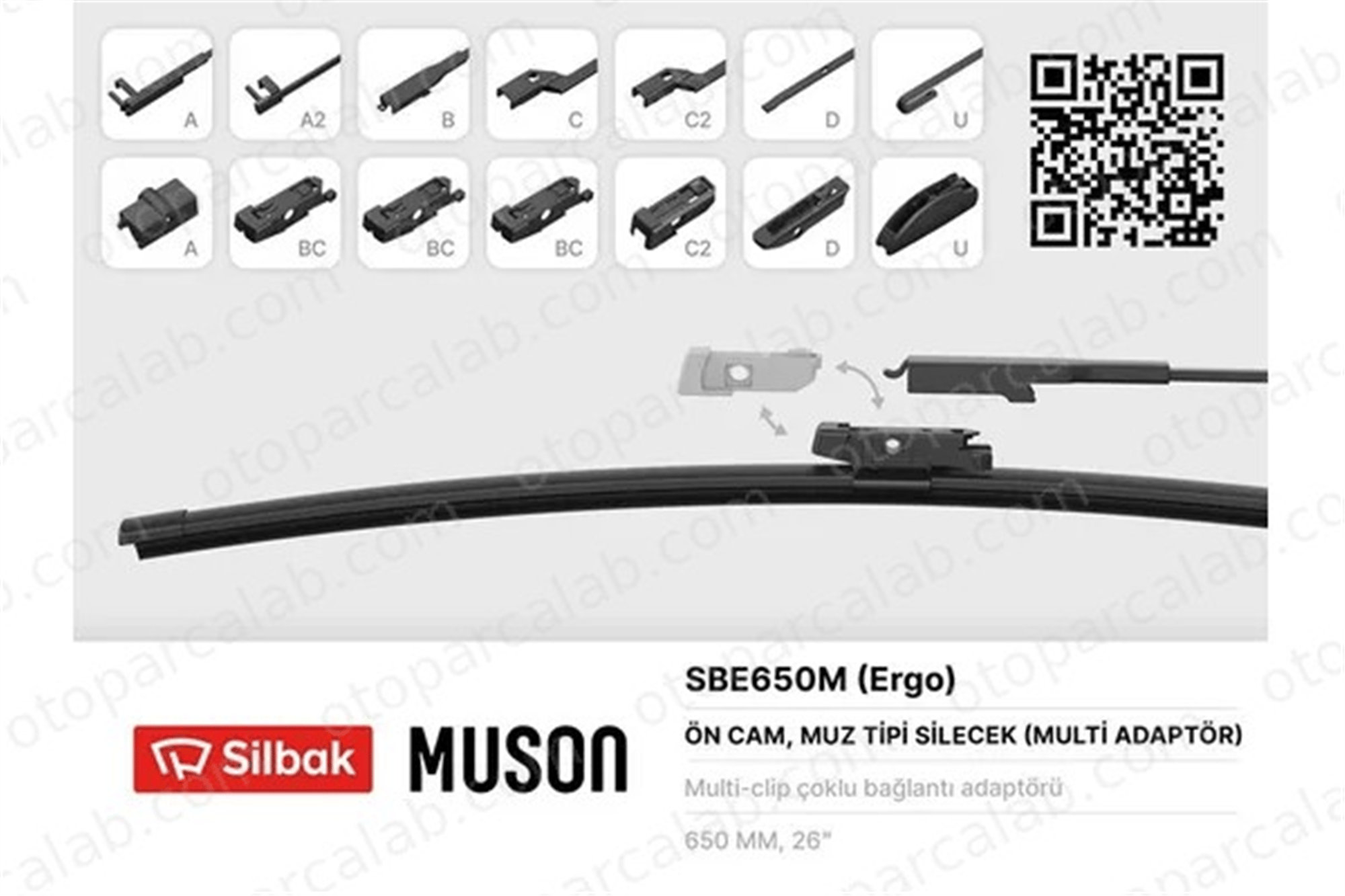 SILBAK SBE650M Silecek Süpürgesi Ön Muz Tip 650 mm - 26 inç BMW 5 SEAT LEON 1363354 4L1955425B